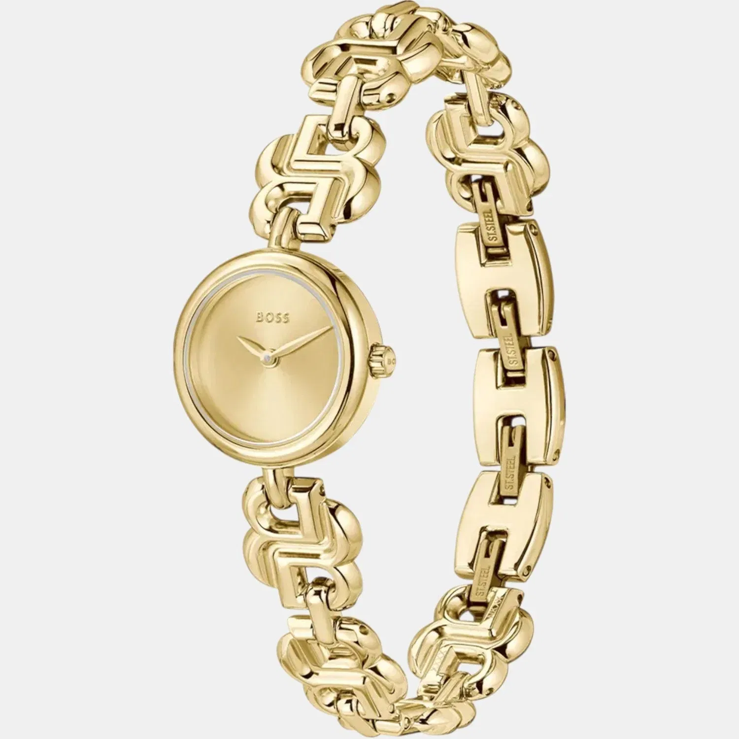 Boss Double B Dressy Women Quartz Gold Dial Analog Stainless Steel Watch 1502794