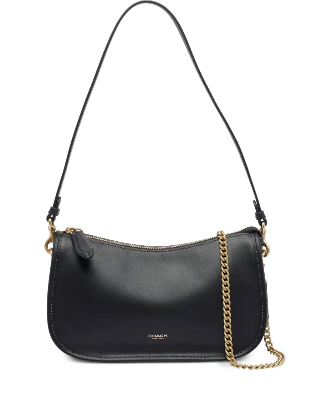 zip-closure chain strap shoulder bag