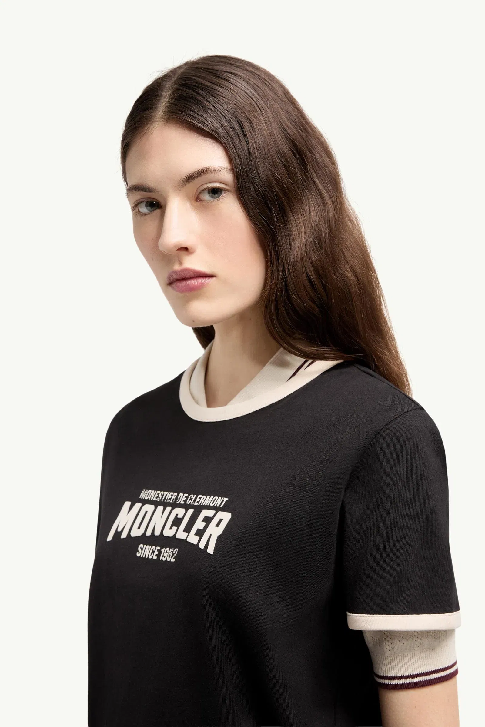 Moncler Flock Logo Jersey T-Shirt Black Black