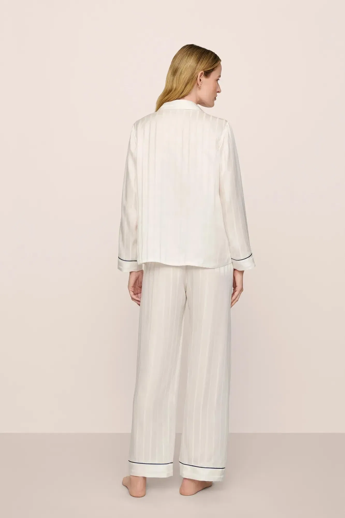 Inez Washable Silk Jacquard Long PJ Set