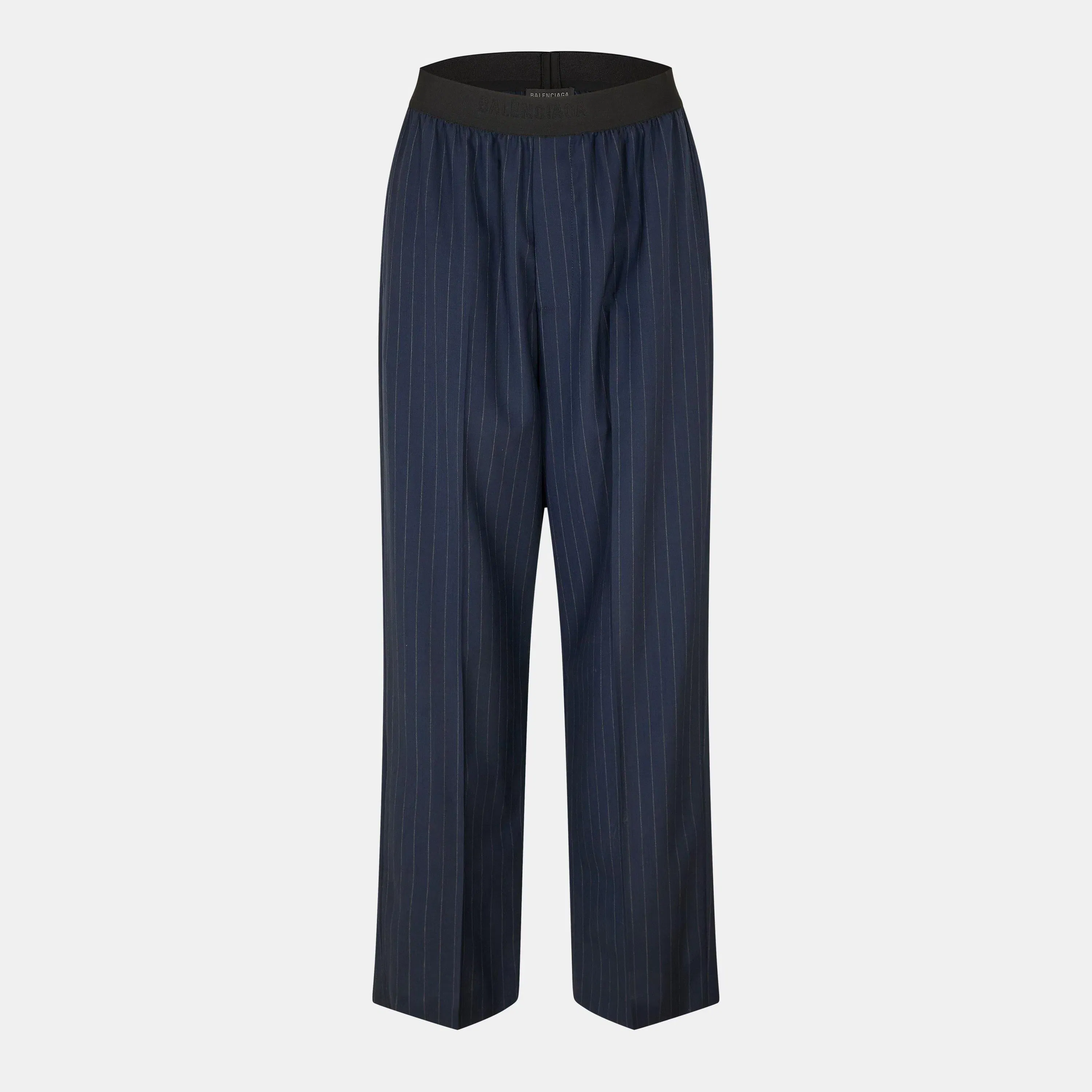 Pinstripe High Rise Relaxed Fit Wide Leg Trousers