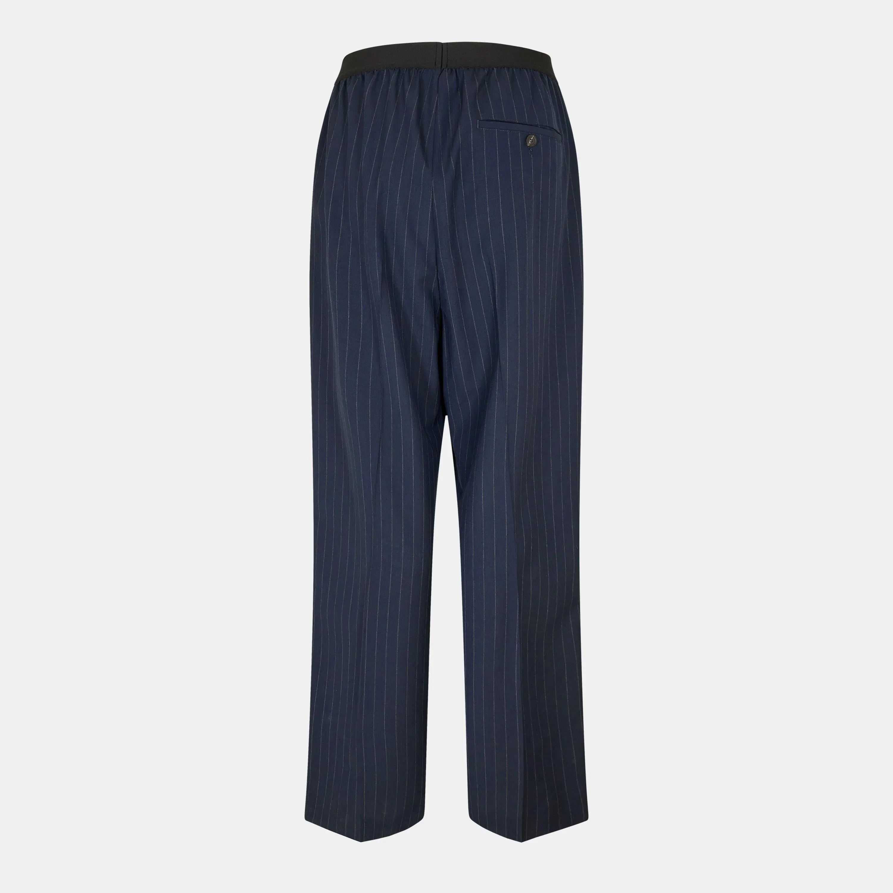 Pinstripe High Rise Relaxed Fit Wide Leg Trousers
