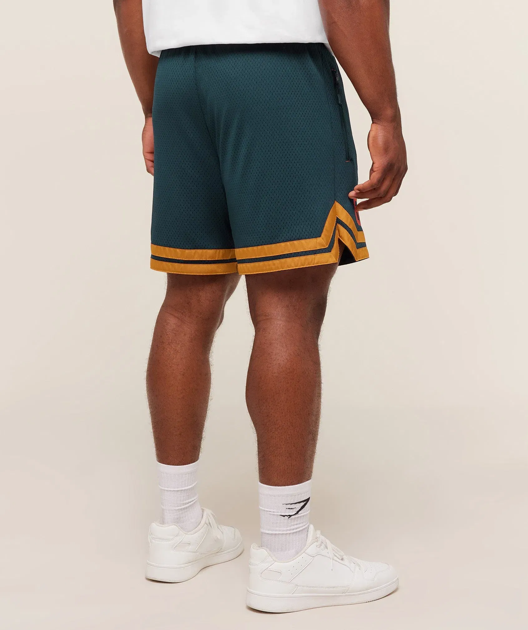 Gymshark Campus Mesh Shorts - Deep Petrol Blue/Antique Gold