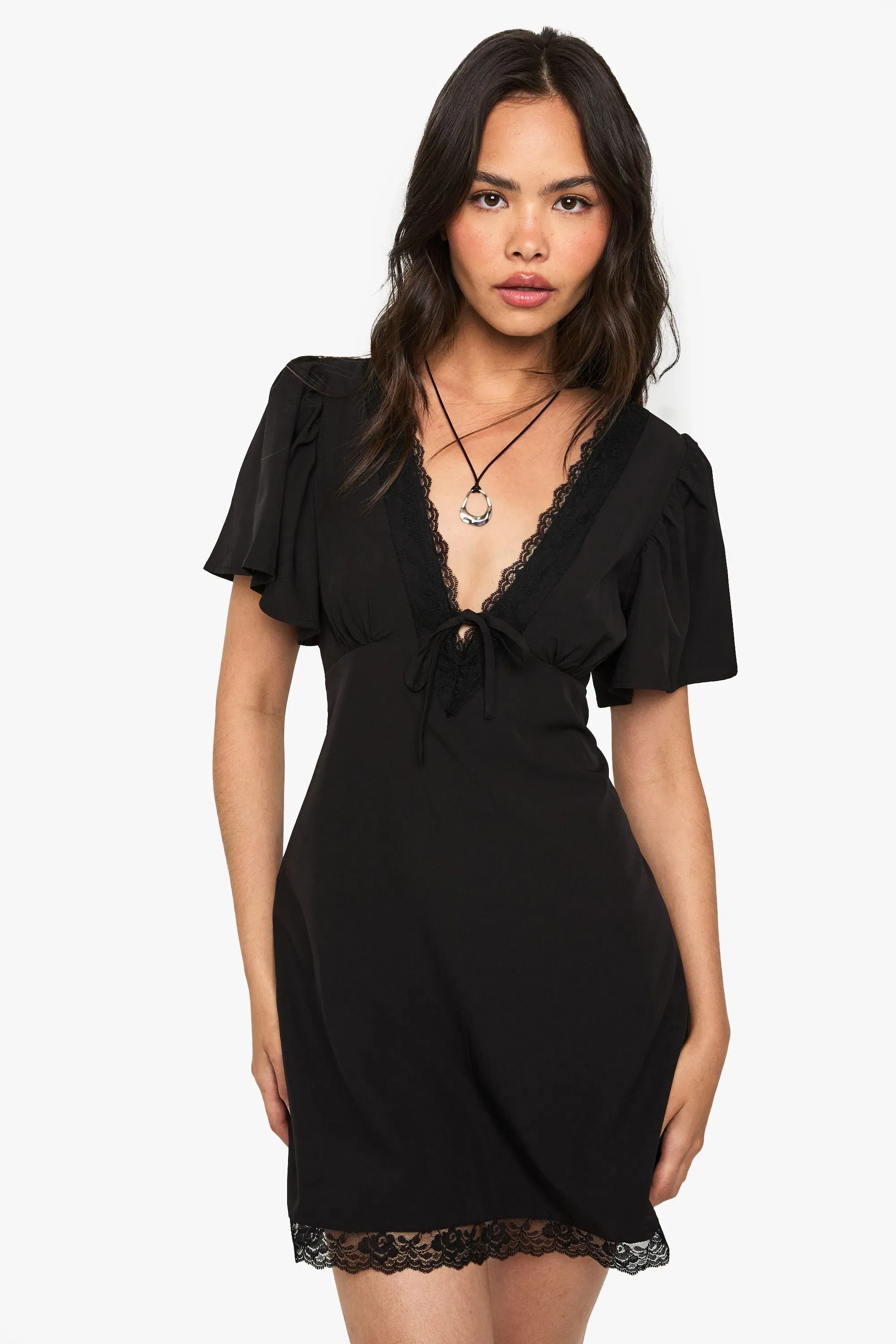 Lace Trim Mini Dress