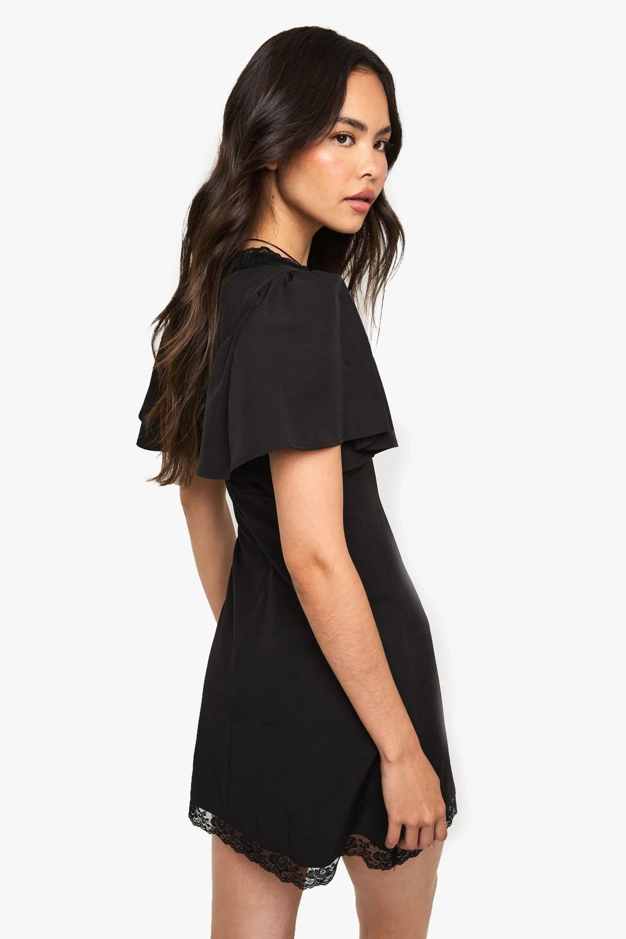 Lace Trim Mini Dress