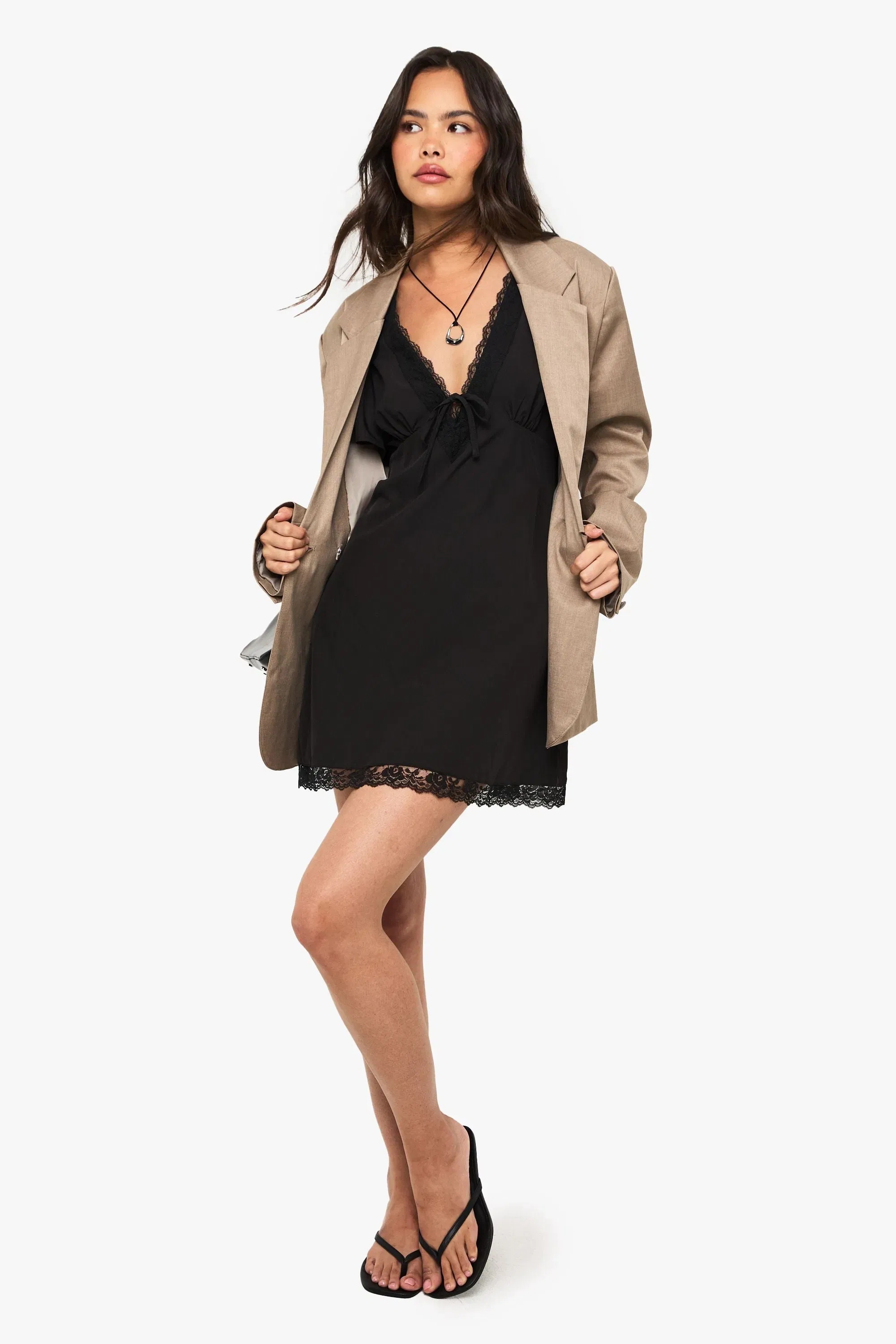 Lace Trim Mini Dress