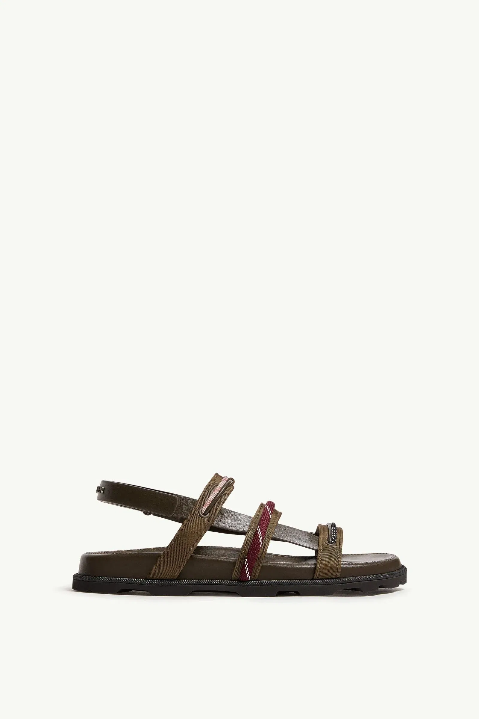 Moncler Vera Isla Leather Sandals Khaki