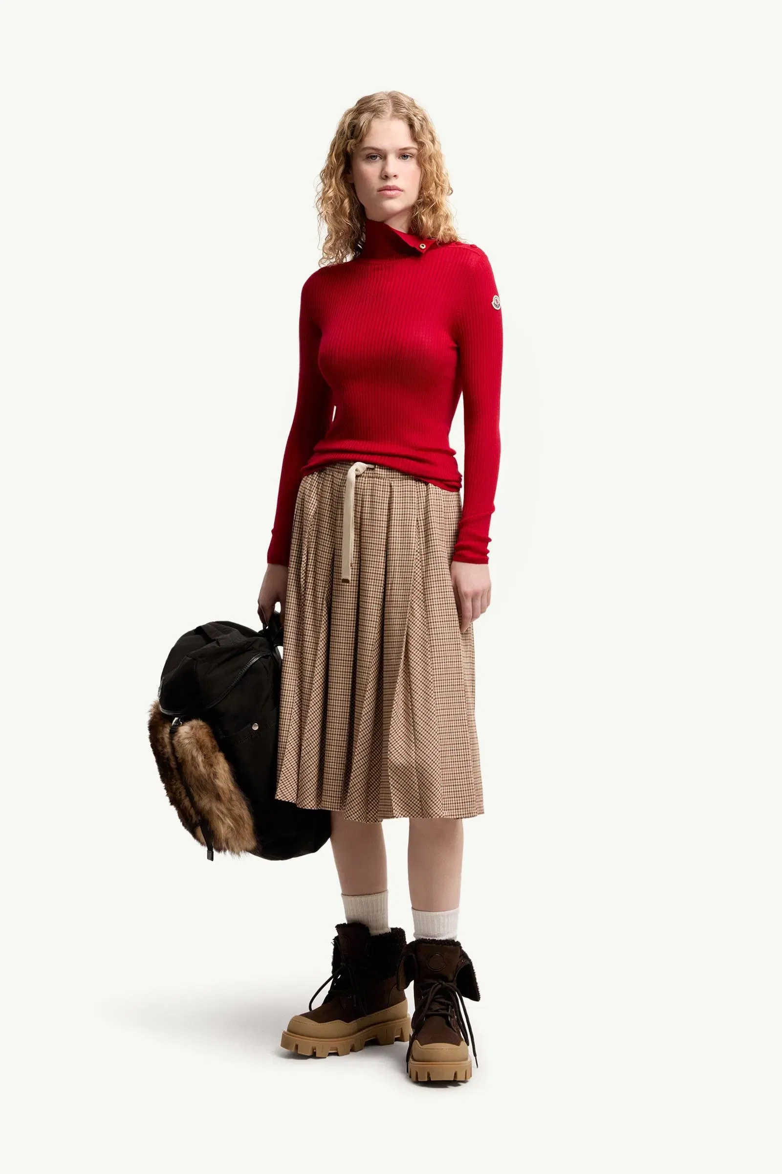 Moncler Textured Wool Sweater Red Red