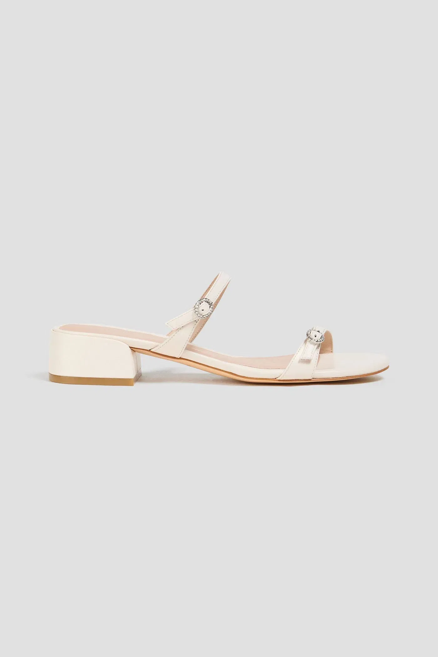 Stuart Weitzman Ginger Leather Mules Cream Women's