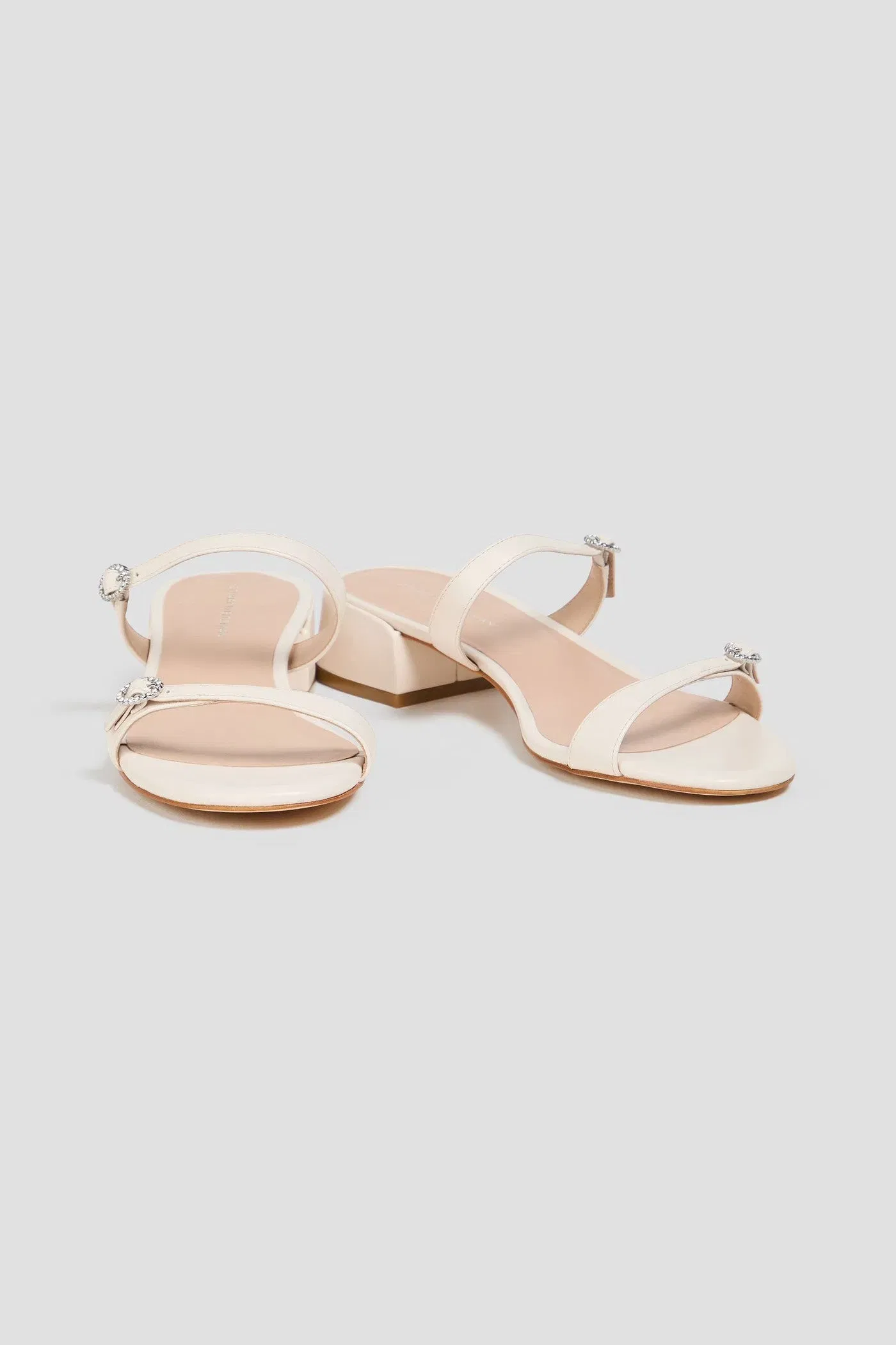 Stuart Weitzman Ginger Leather Mules Cream Women's