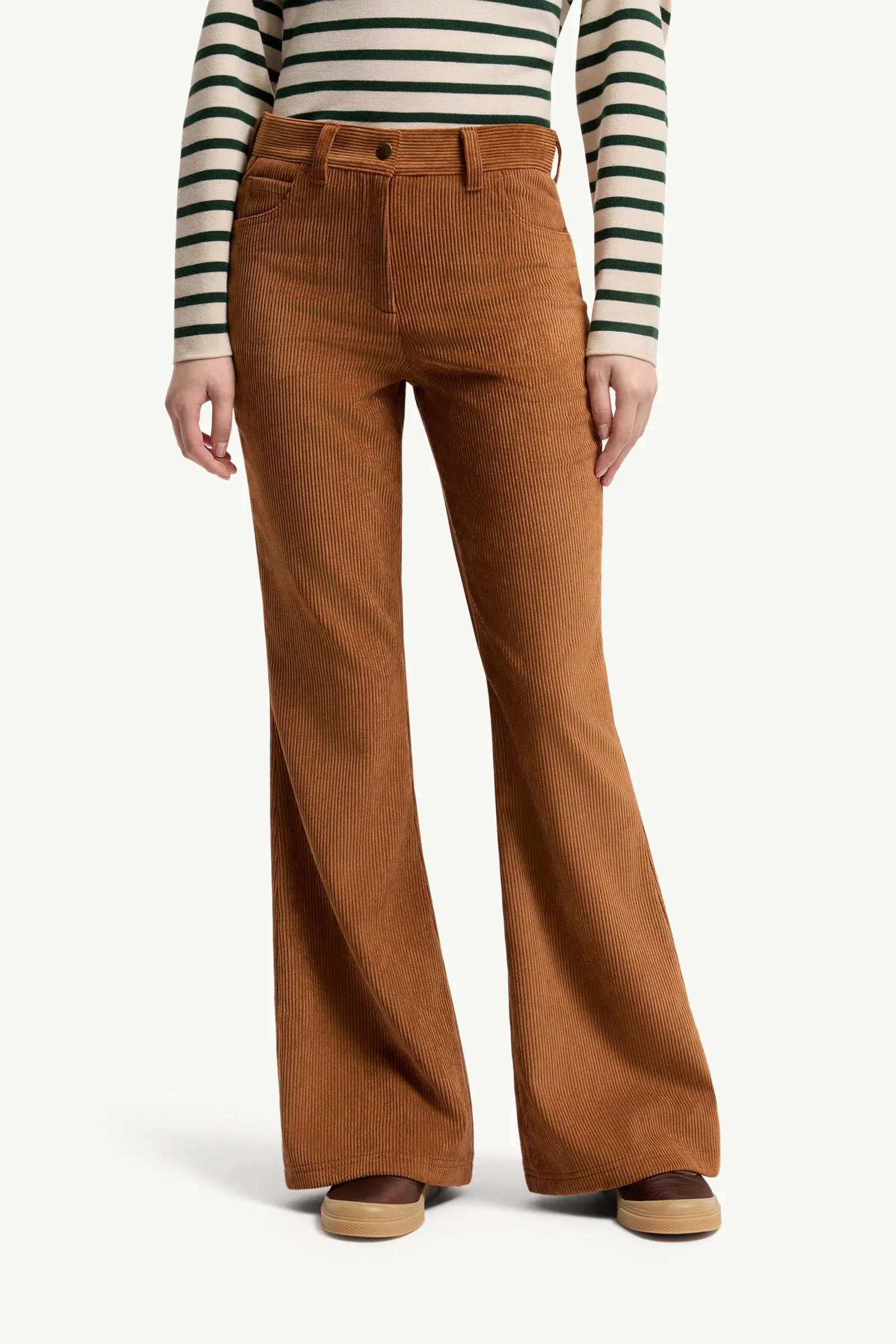 Moncler Corduroy Wide Leg Pants Camel Beige Camel Beige