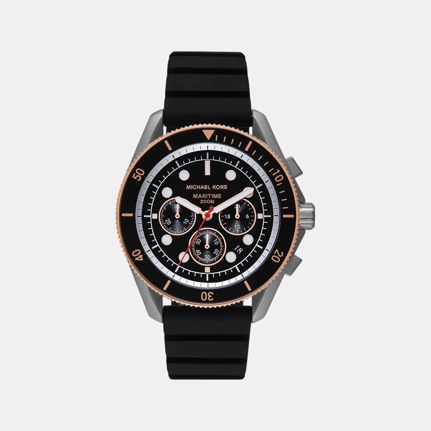 Michael Kors Maritime Men Quartz Black Dial Chronograph Silicone Watch Mk9206