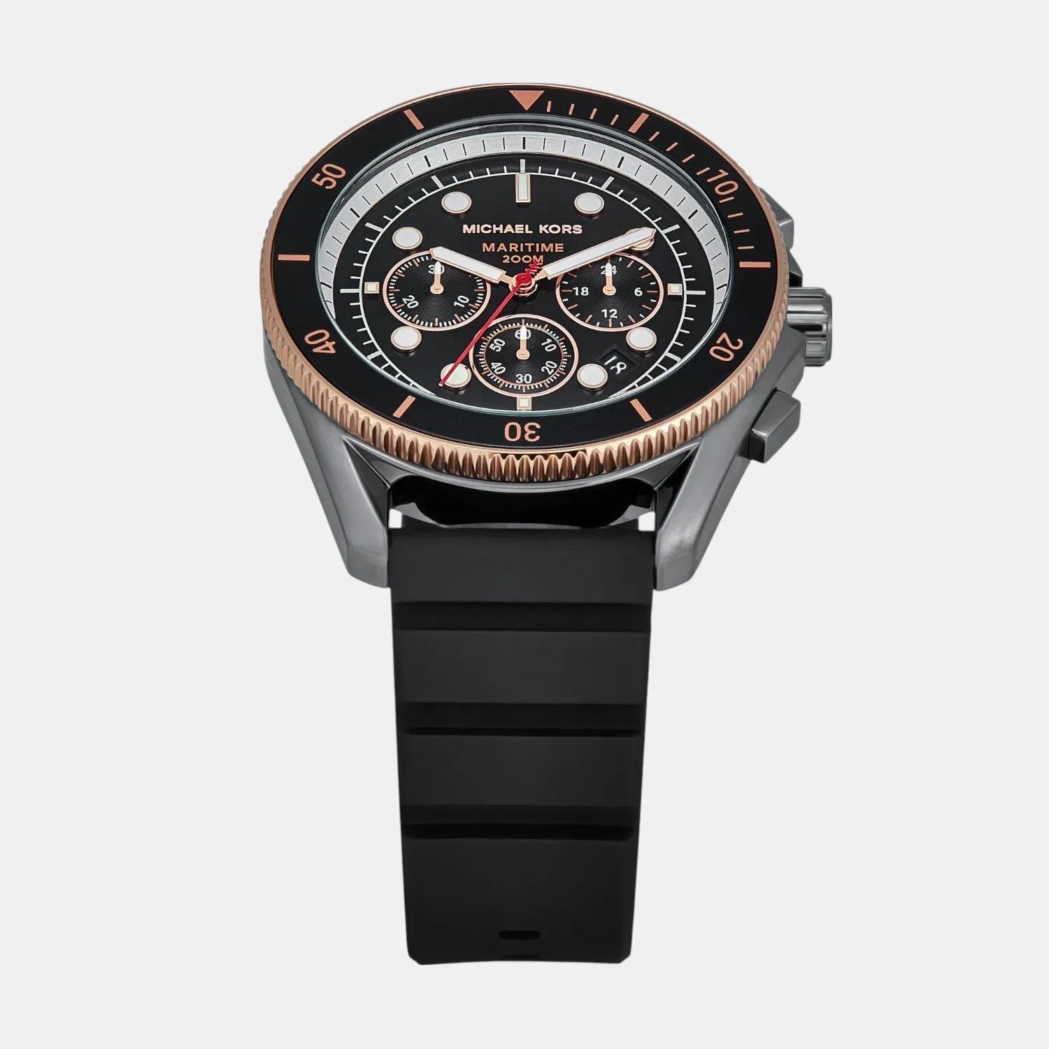Michael Kors Maritime Men Quartz Black Dial Chronograph Silicone Watch Mk9206