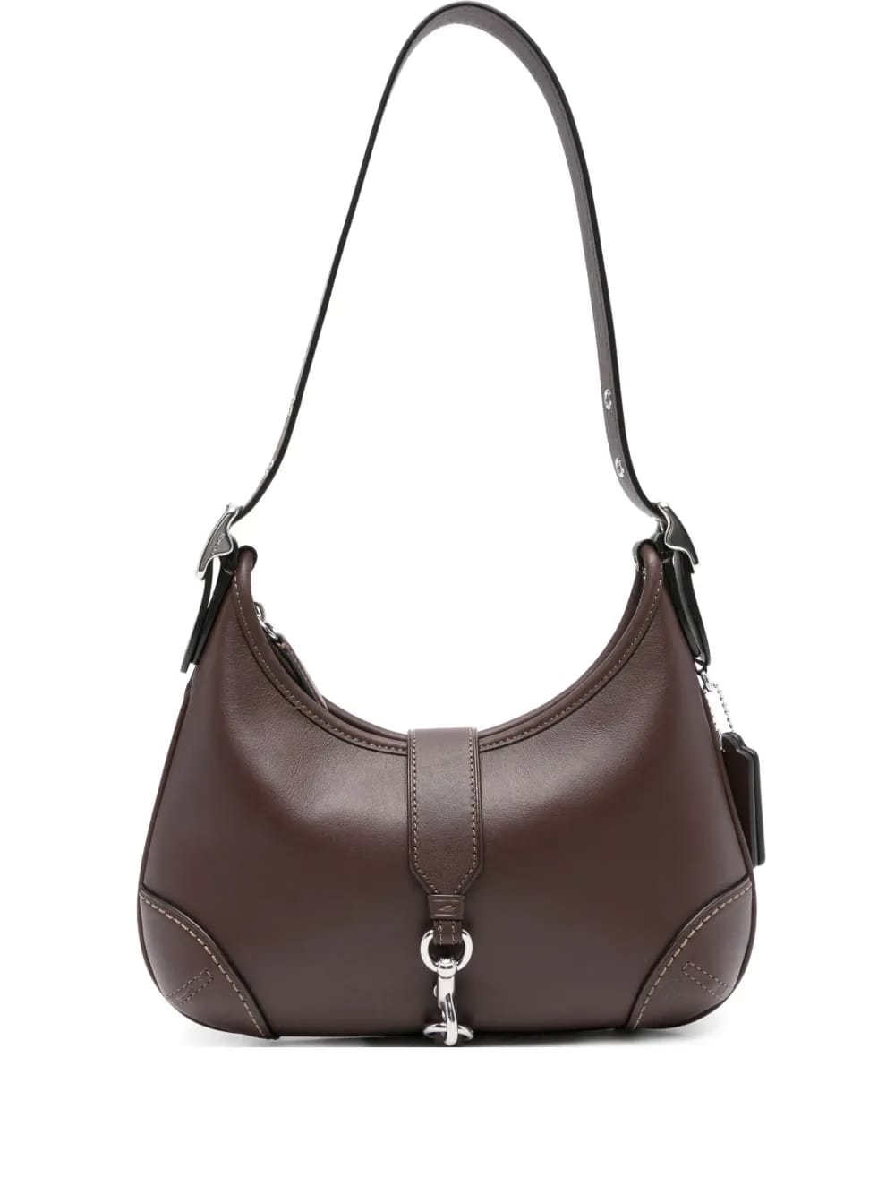 Hamptons clasp-detail leather shoulder bag