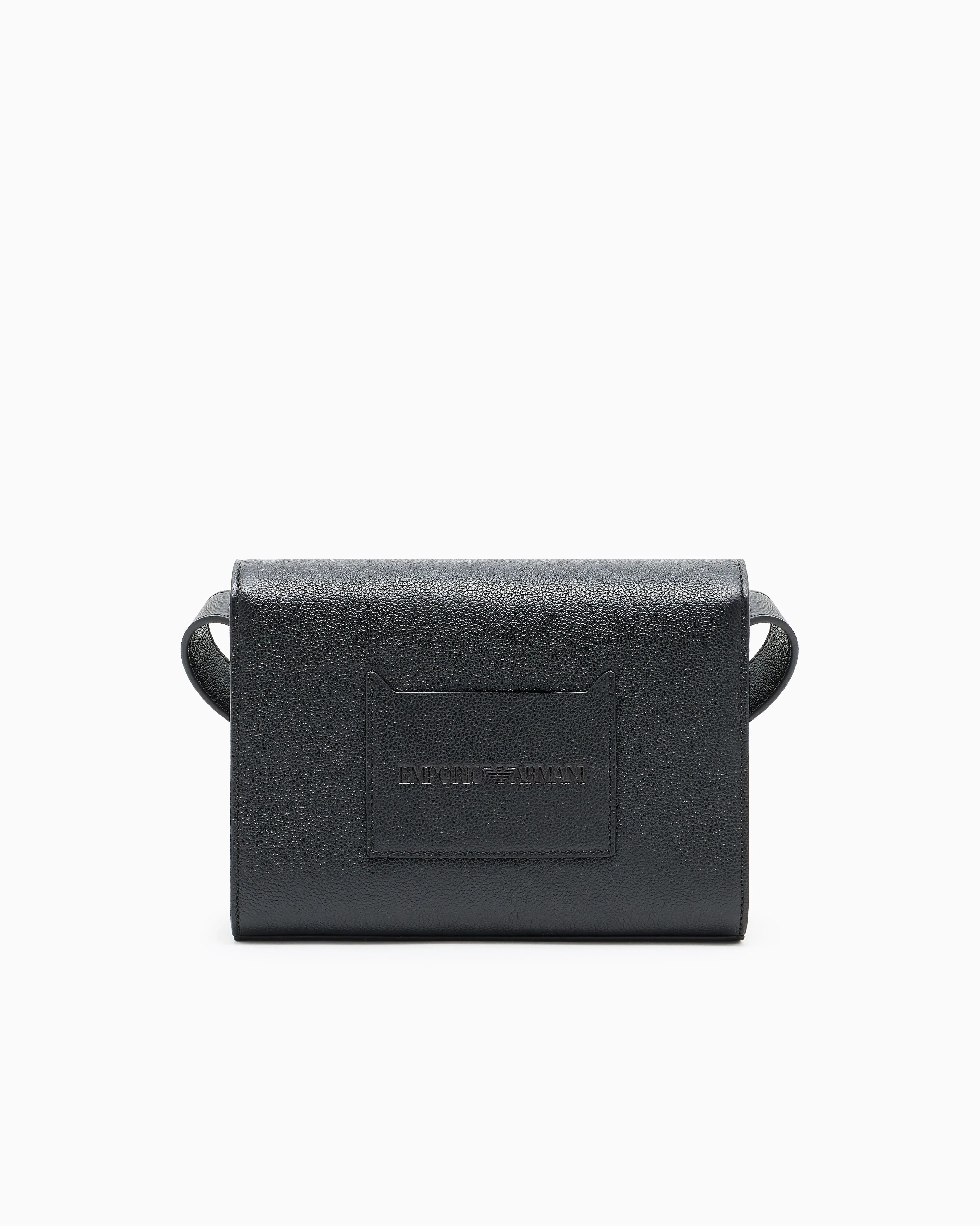 Emporio Armani Flap bag in tumbled leather with a metal snap closure
