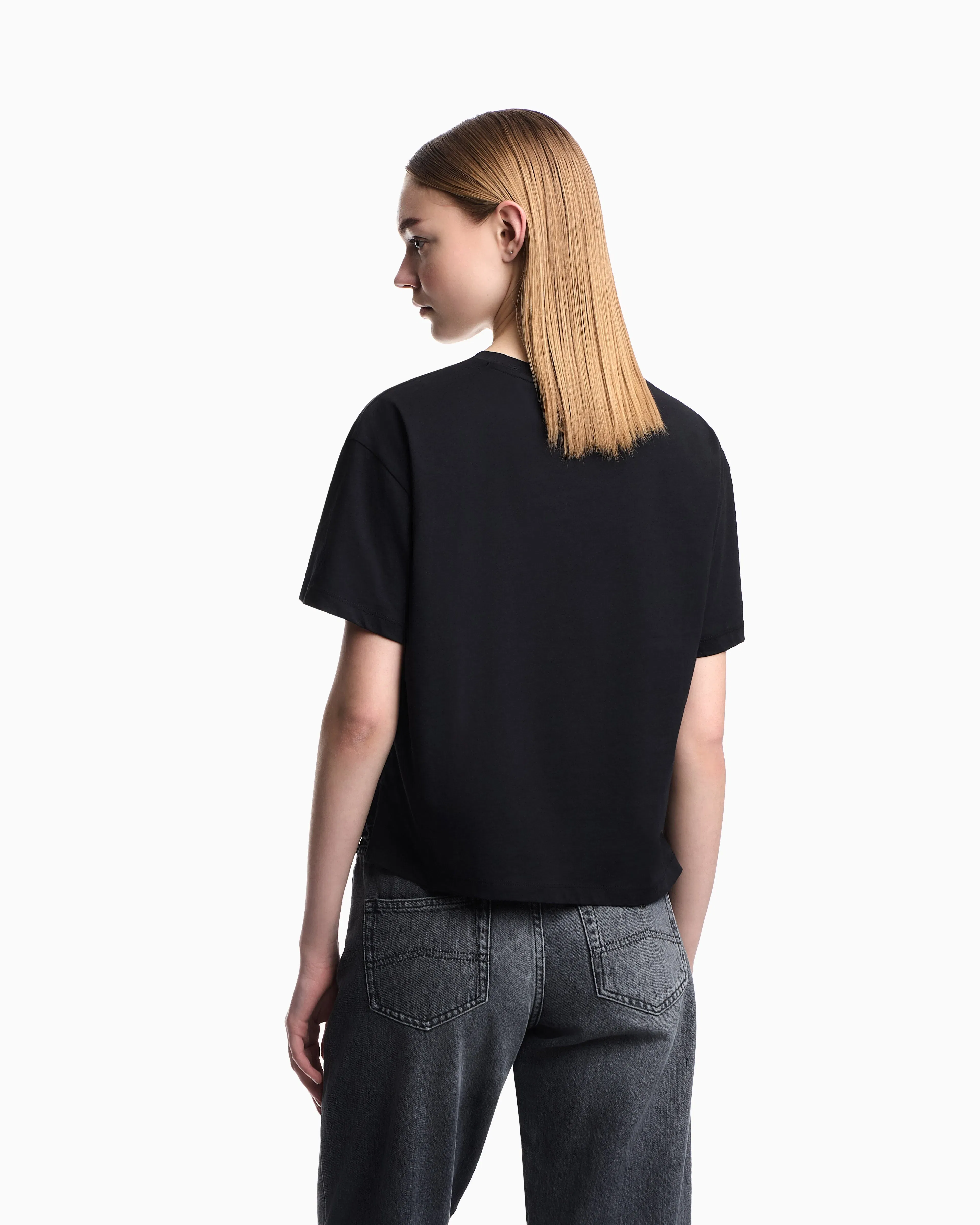 Emporio Armani Organic jersey T-shirt with logo stamp