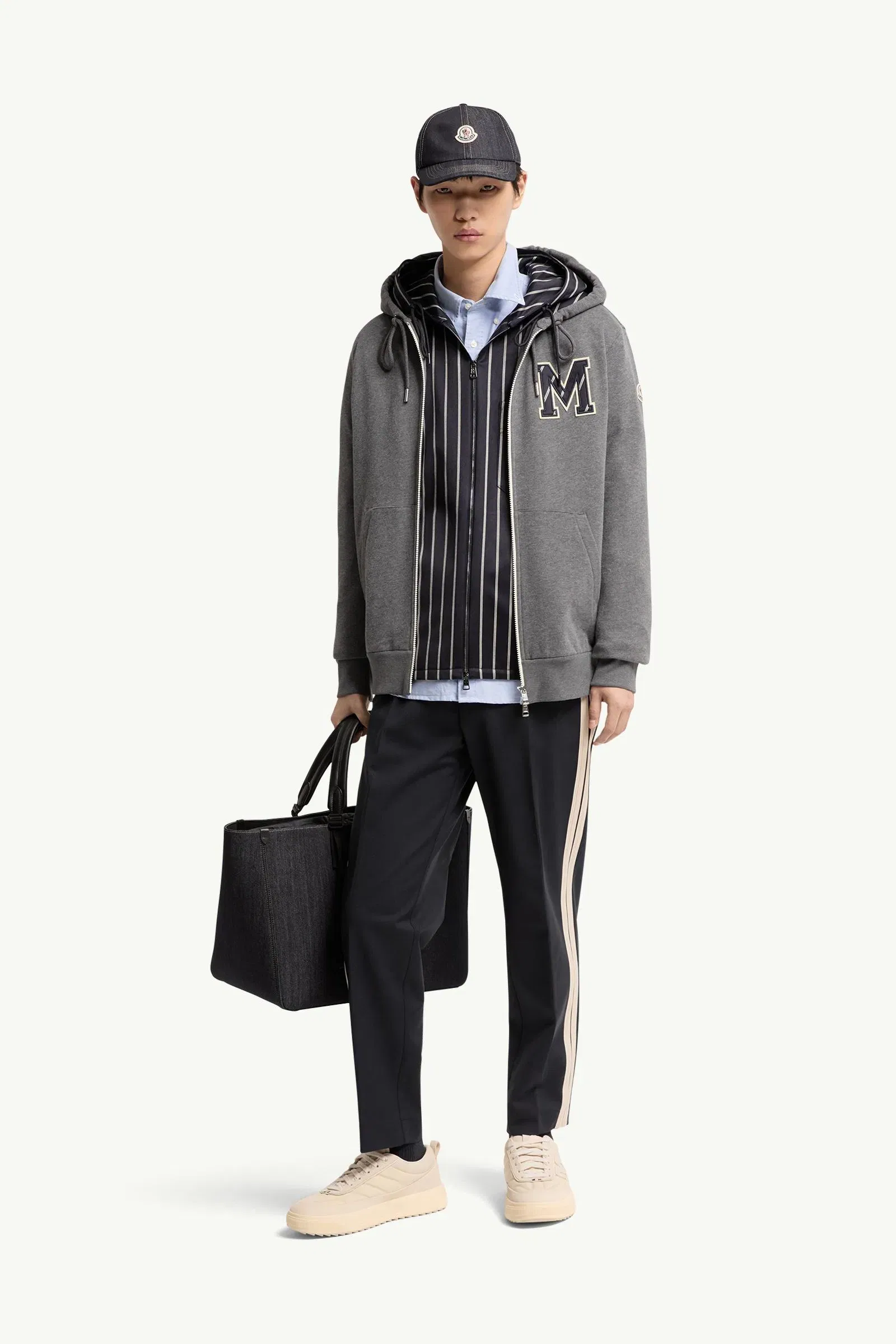 Moncler Tailored Cotton Blend Pants Dark Blue Dark Blue