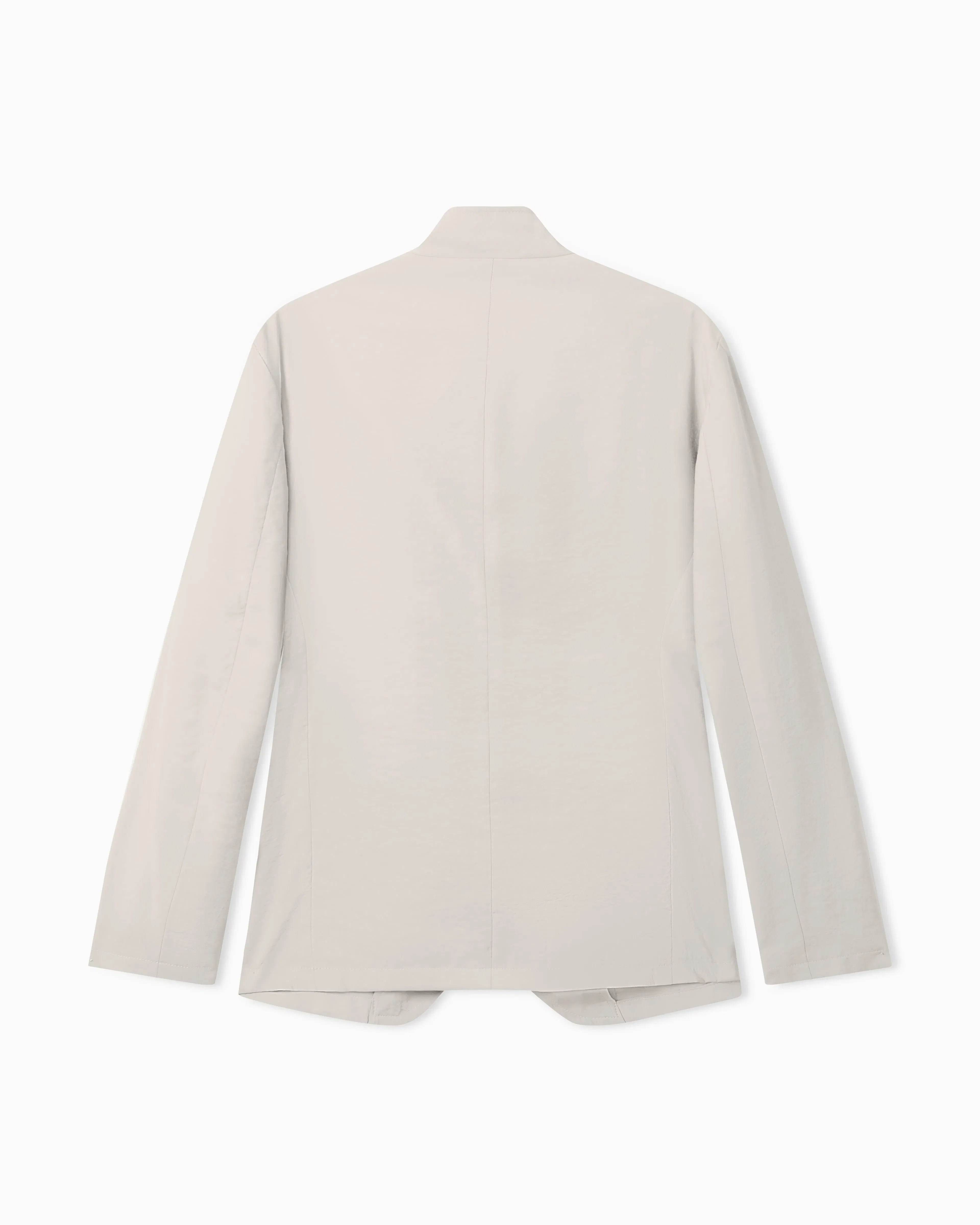 Emporio Armani Icon guru-collar jacket with off-centre fastening in peach-feel canvas