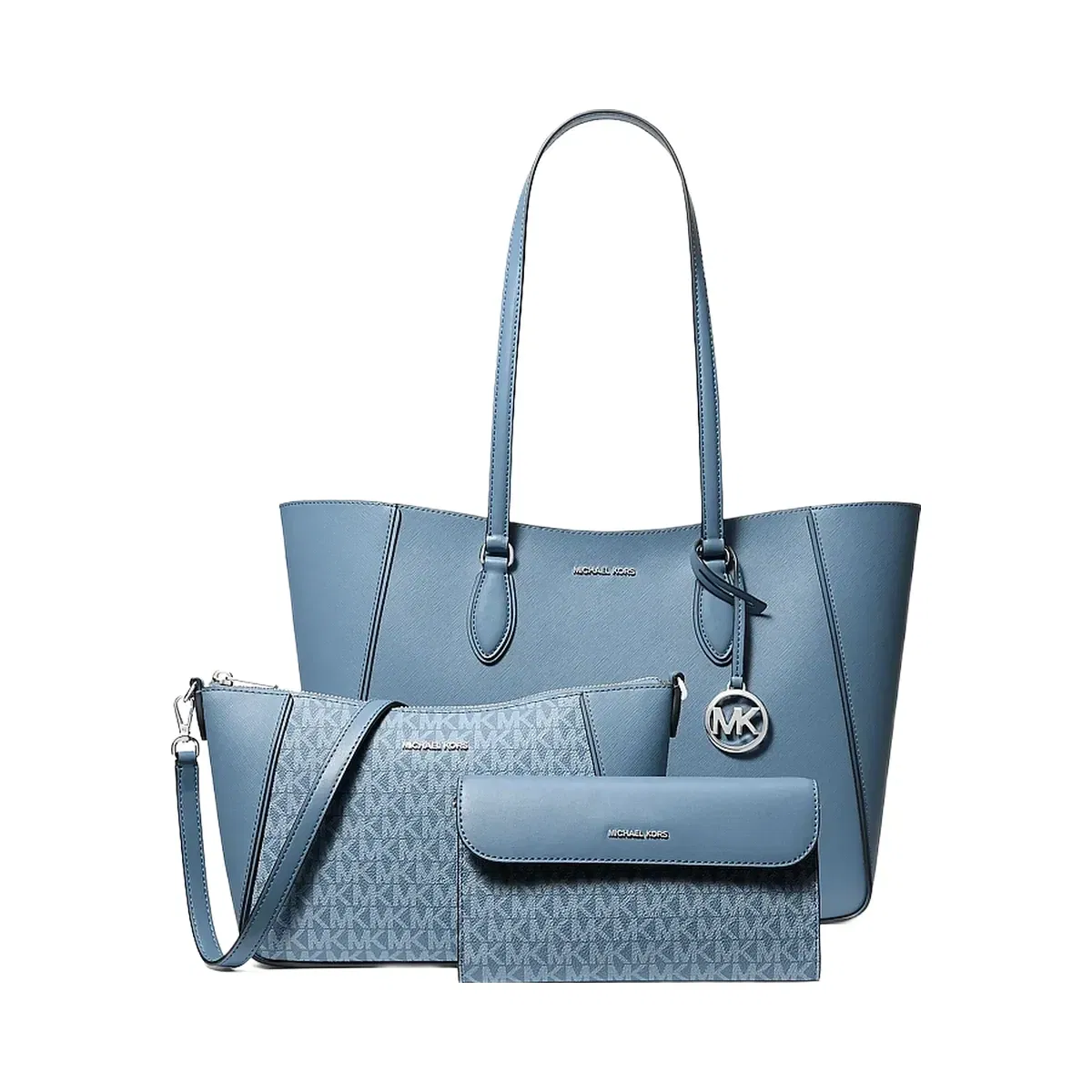 Michael Kors Jet Set Travel Large Signature Logo 3-in-1 Tote Bag Denim