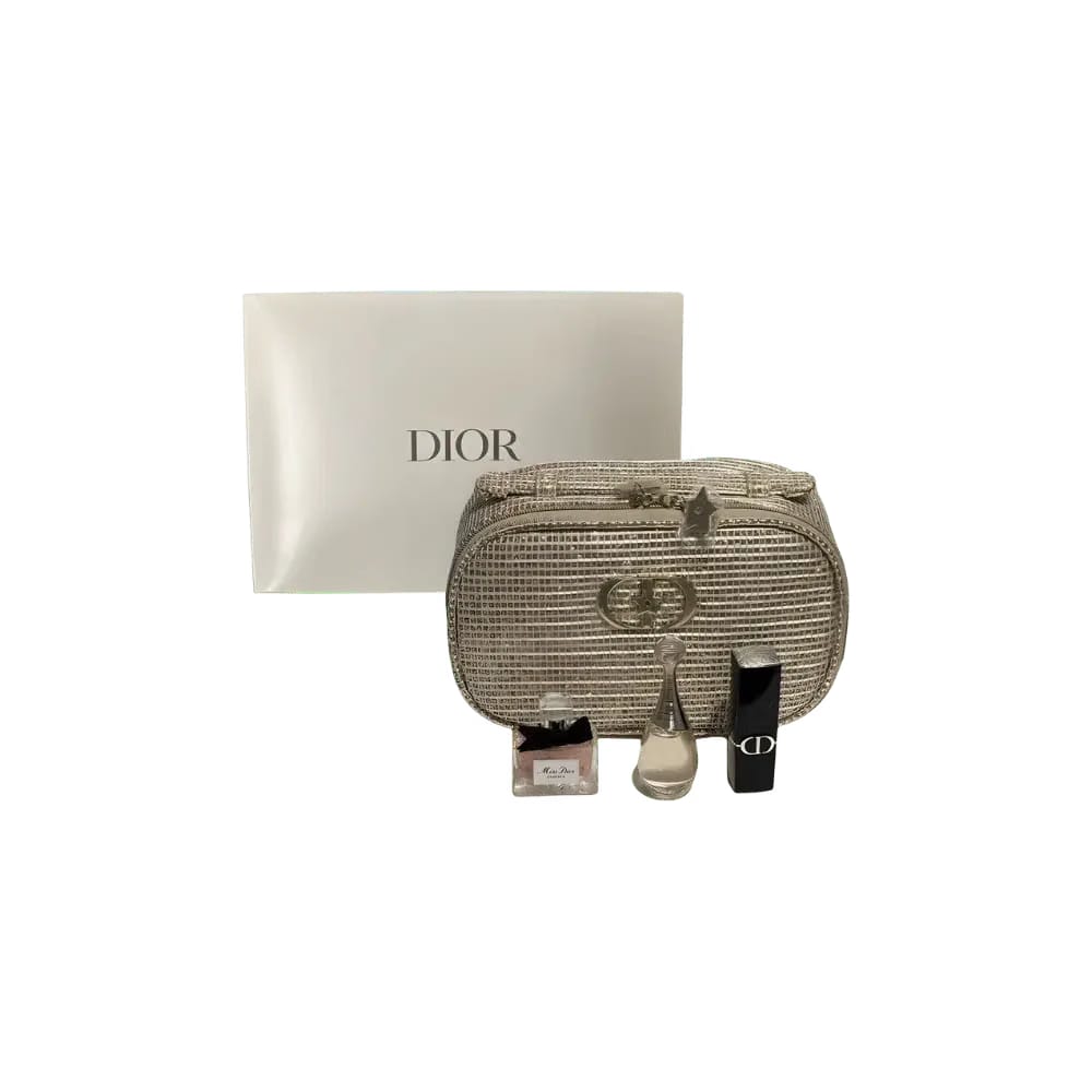 Dior Christmas Limited Edition Four Piece Set with Gold Makeup Bag
