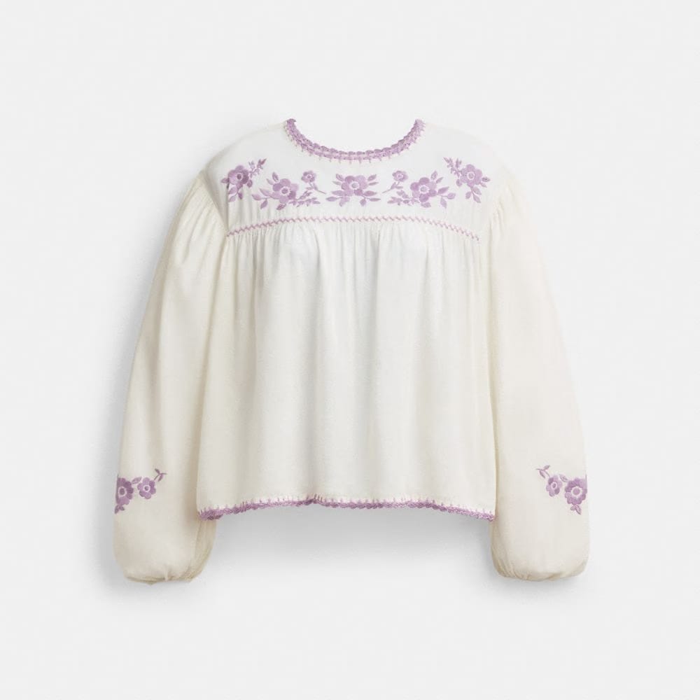 Coach Floral Embroidered Blouse White