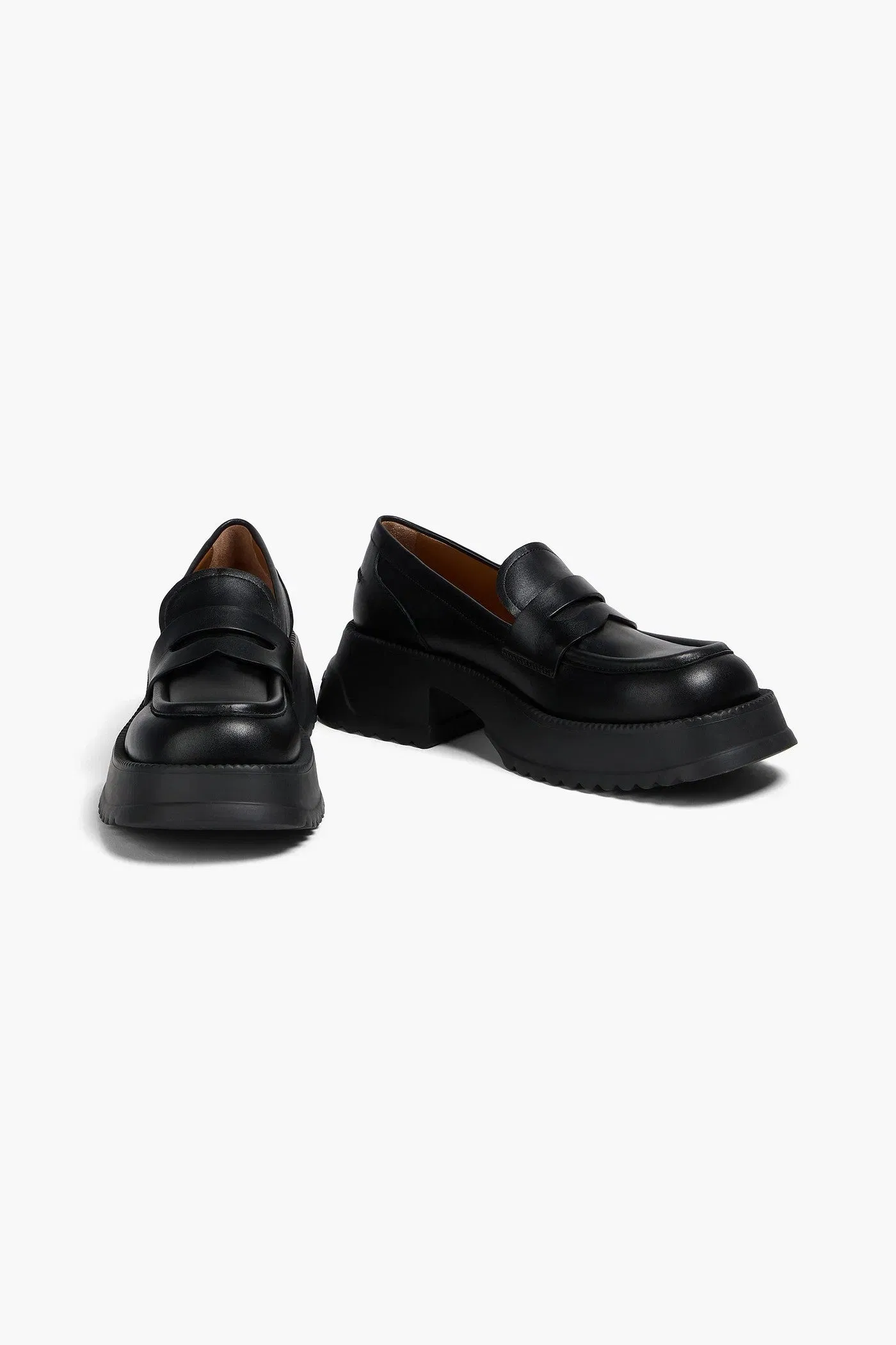 Marni Leather Platform Loafers Black Women's