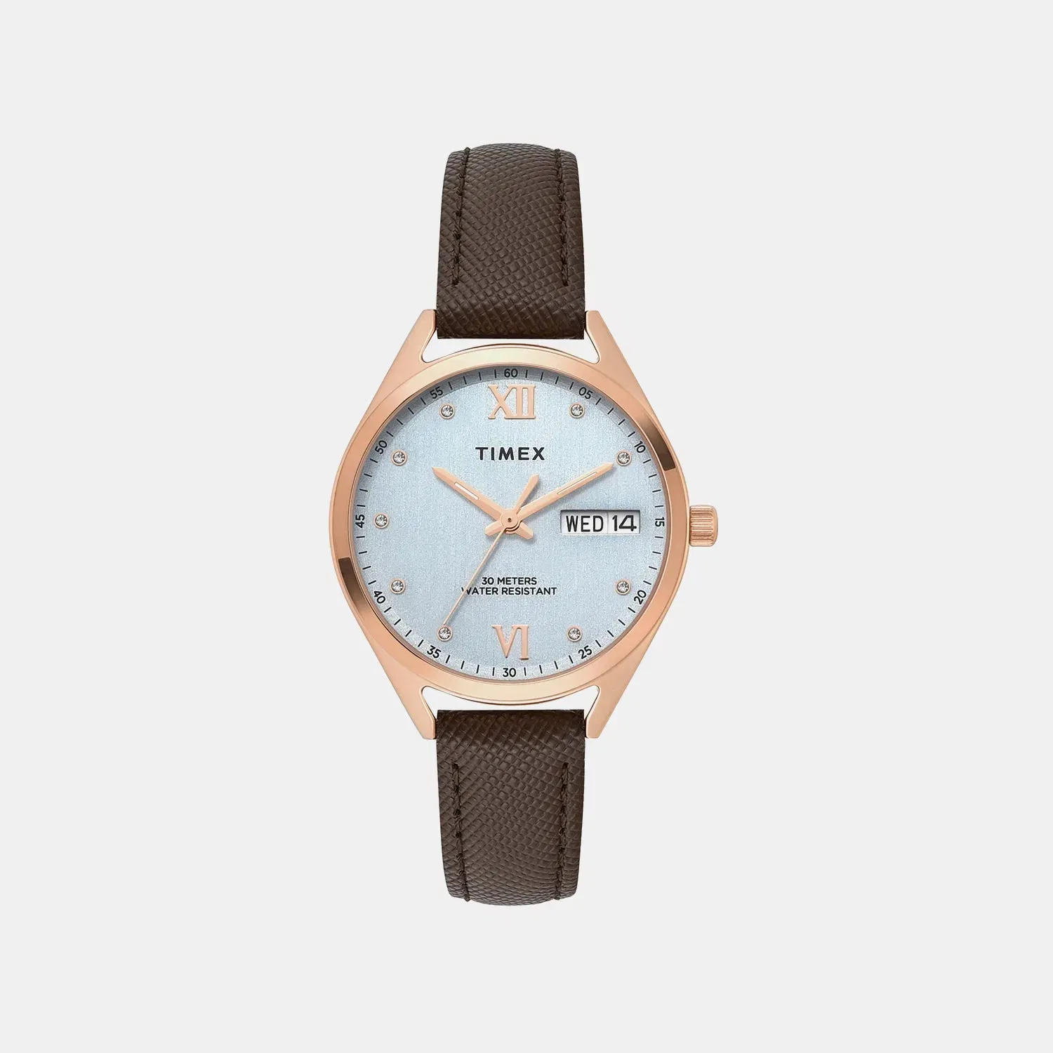 Timex Trendline Women Quartz Blue Dial Analog Leather Watch Twel26804