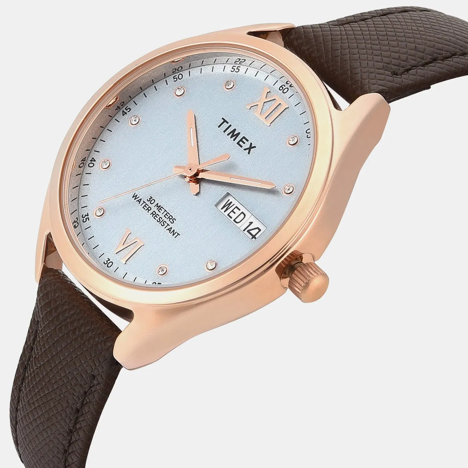 Timex Trendline Women Quartz Blue Dial Analog Leather Watch Twel26804