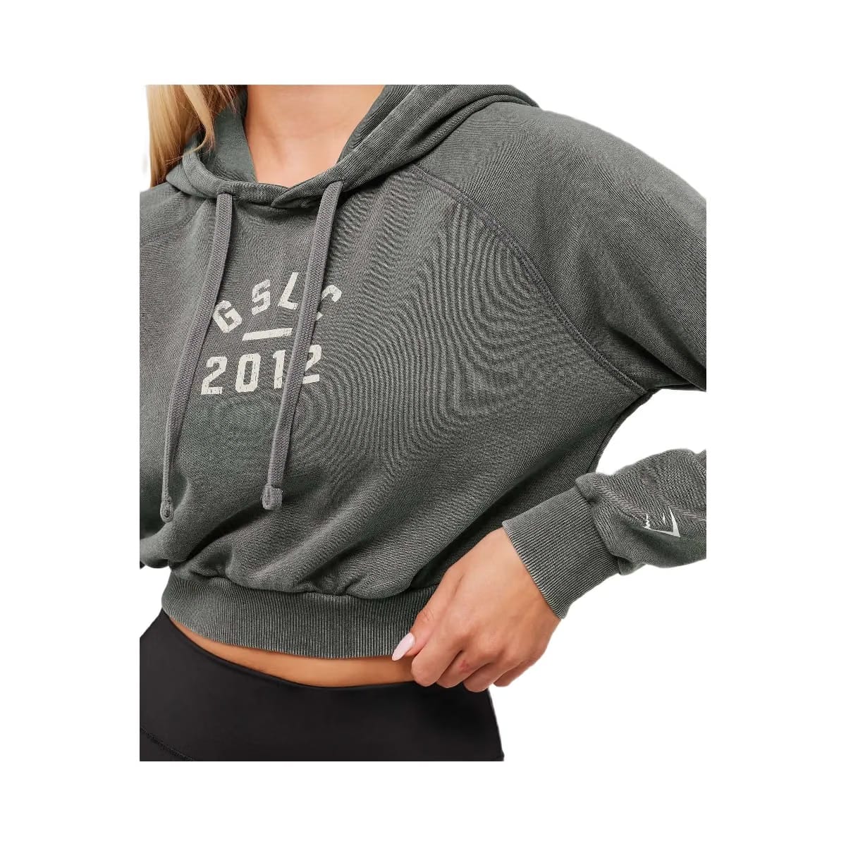 Gymshark Lifting Club 2012 Graphic Cropped Hoodie - Slate Teal/Wash