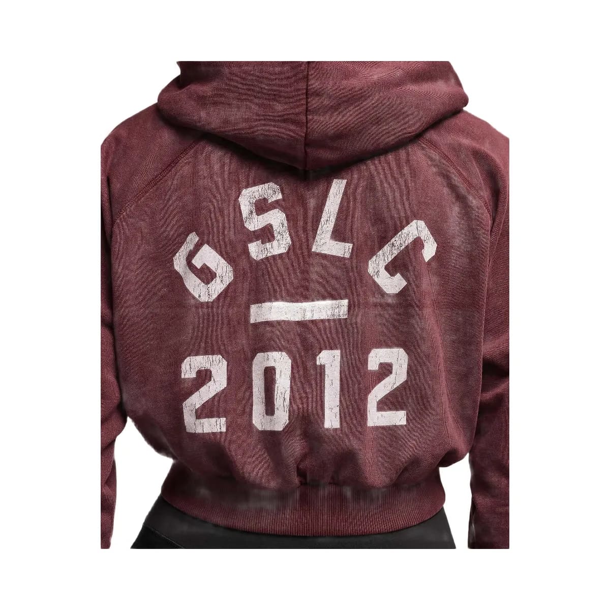 Gymshark Lifting Club 2012 Graphic Cropped Hoodie - Rich Maroon/Wash
