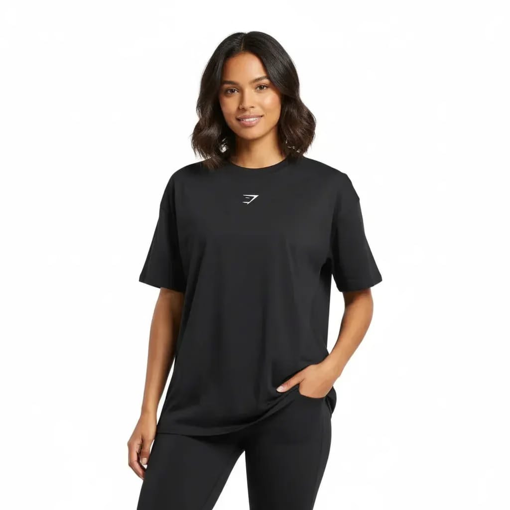 Gymshark Trace Graphic Oversized T-Shirt - Black