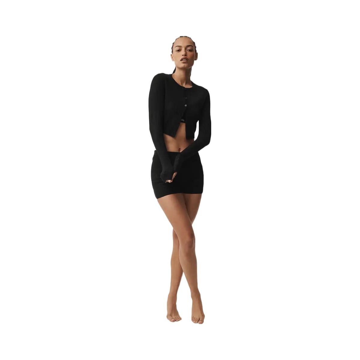 Alo Women's Pointelle Sweater Be Mine Cardigan - Black