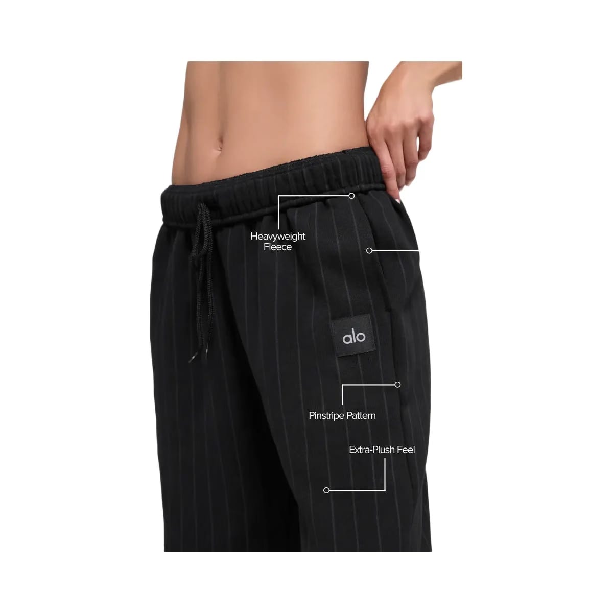 Alo Pinstripe Straight Leg Sweatpant - Black Pinstripe