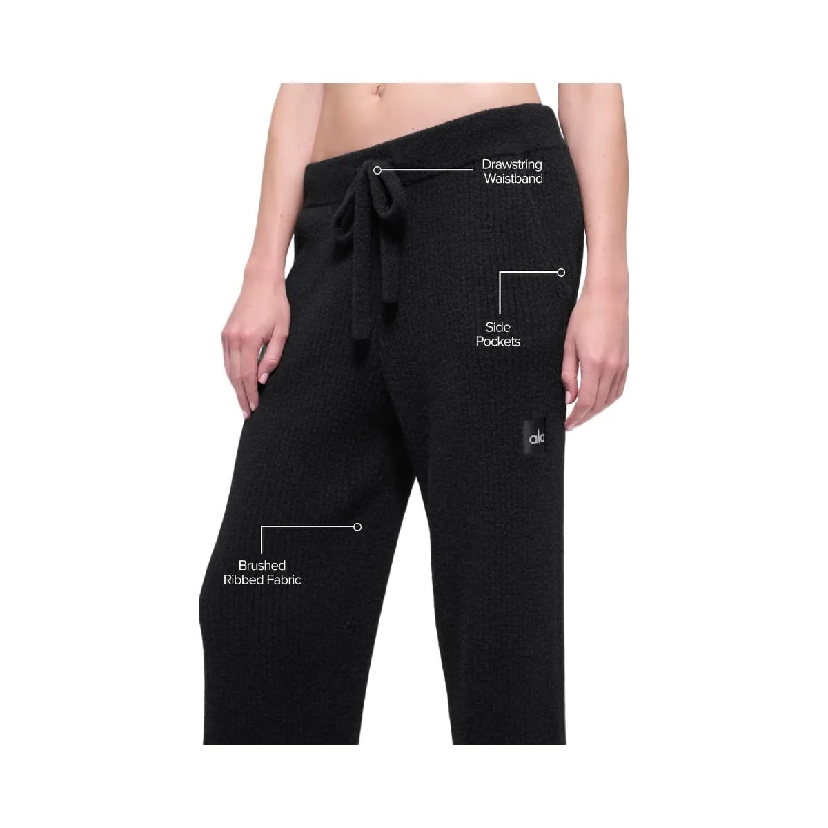 Alo Women's Snuggle Up Sweater High-Waist Wide Leg Pant - Black