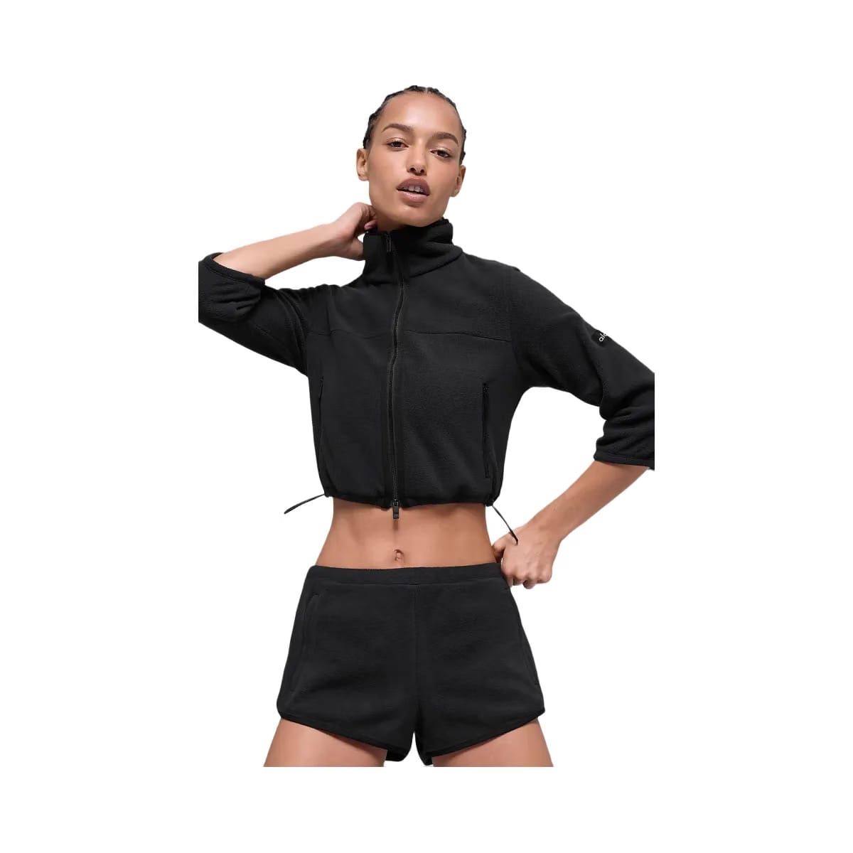 Alo Women's Polar Fleece Retreat Cropped Jacket - Black