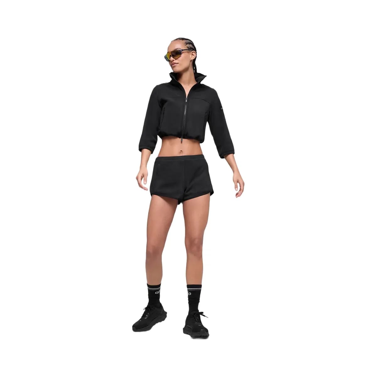 Alo Women's Polar Fleece Retreat Cropped Jacket - Black