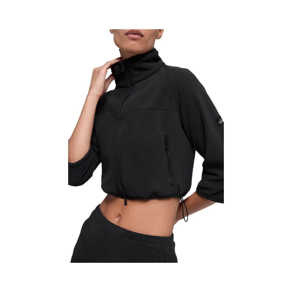 Alo Women's Polar Fleece Retreat Cropped Jacket - Black
