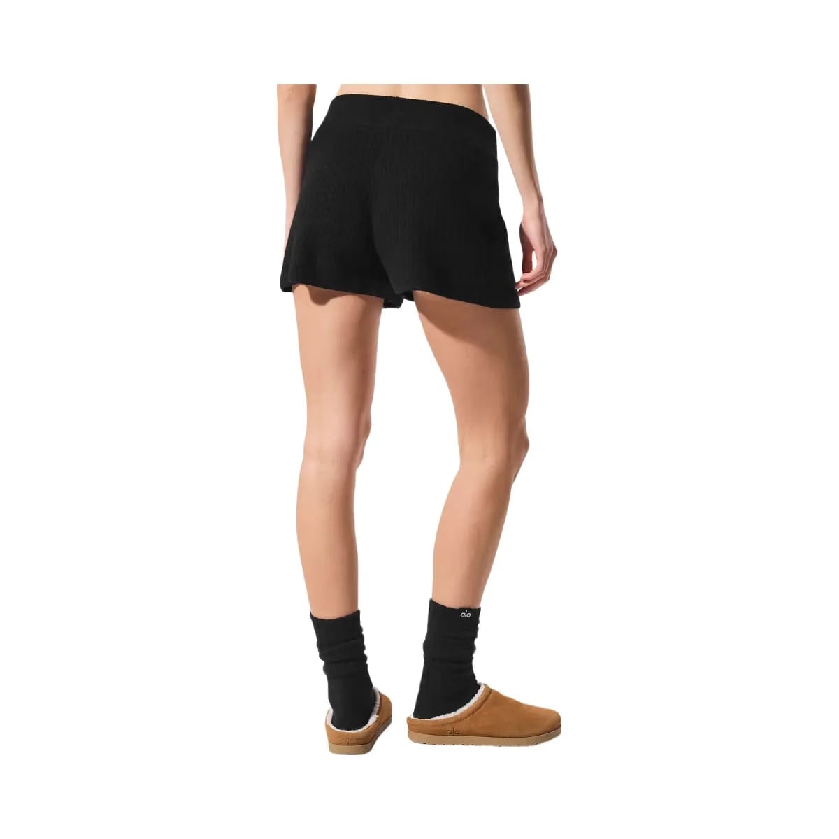 Alo Women's Cashmere High-Waist Plush Waffle Short - Black