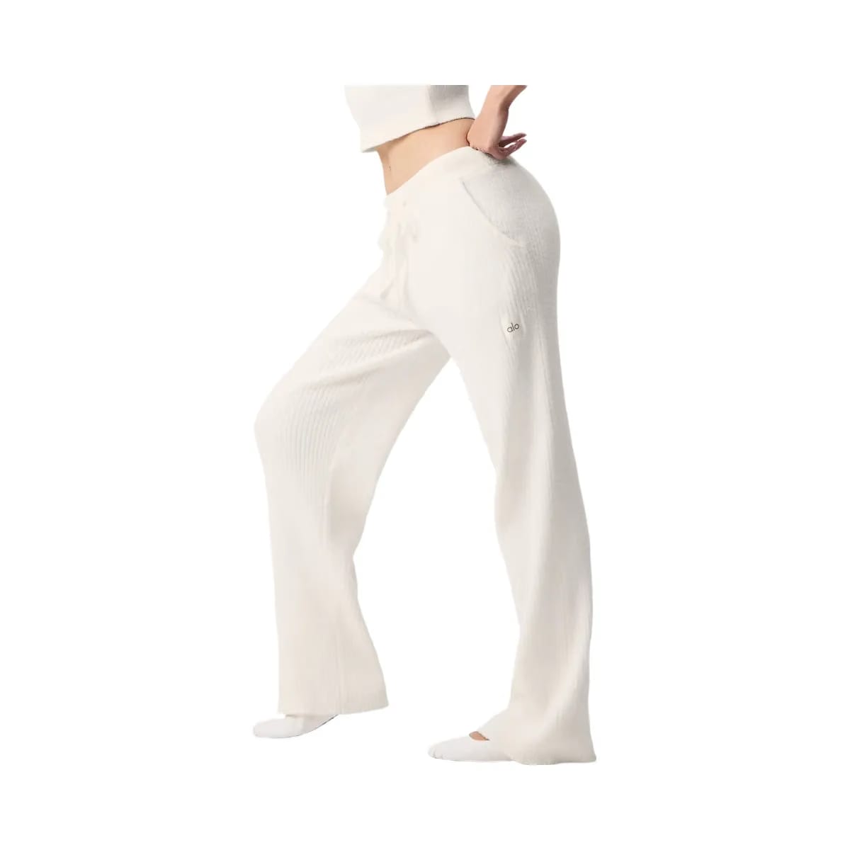 Alo Women's Snuggle Up Sweater High-Waist Wide Leg Pant - Ivory