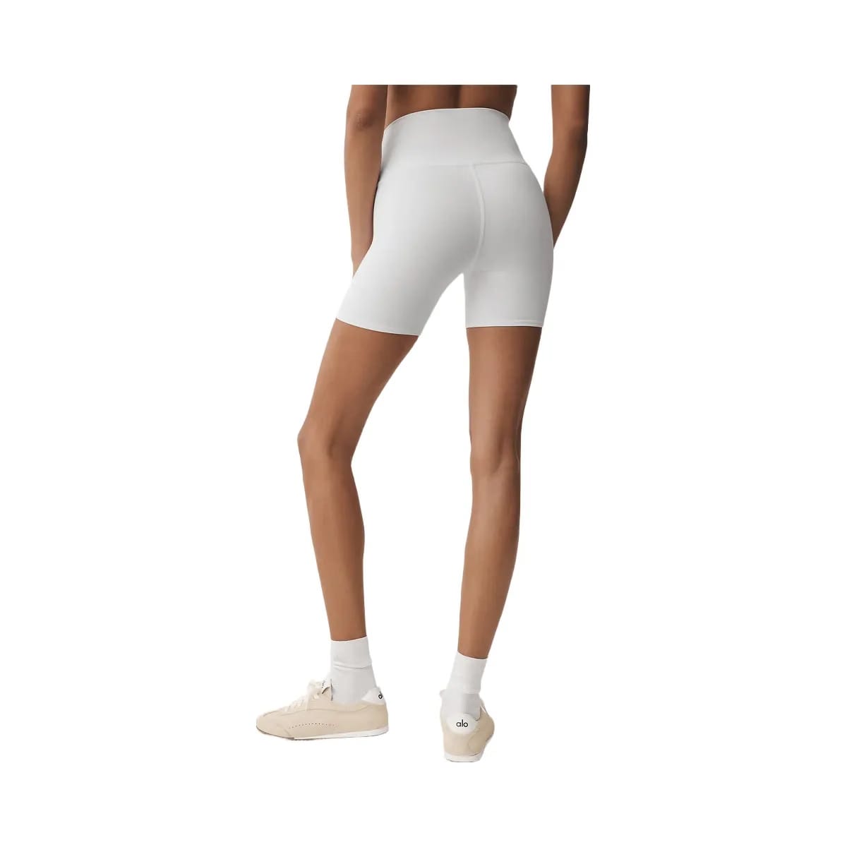 Alo Women's 5" Airbrush High-Waist Biker Short - White