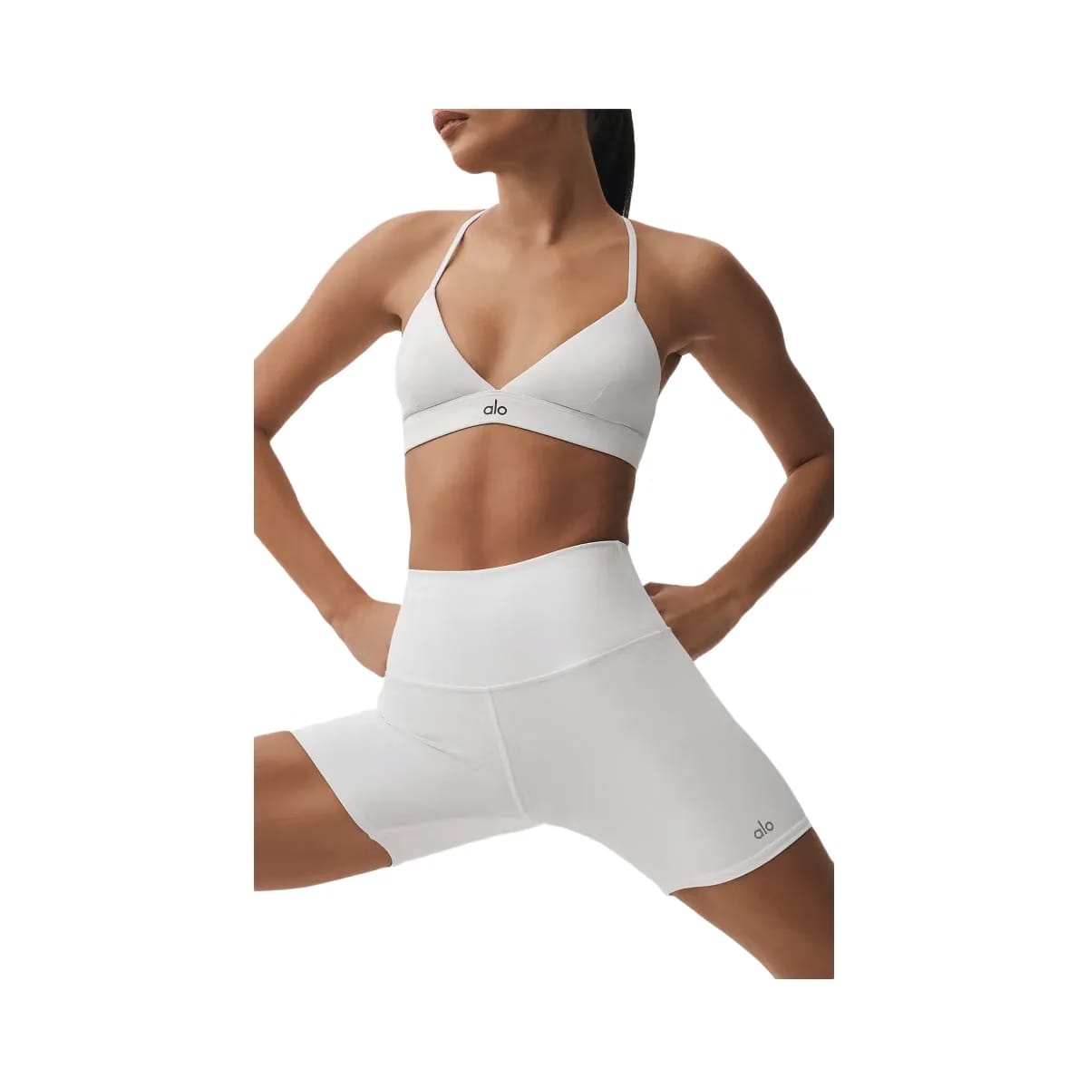 Alo Women's 5" Airbrush High-Waist Biker Short - White