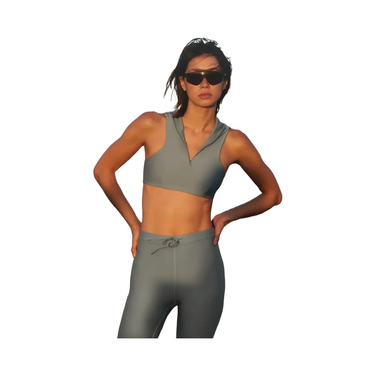 Alo Women's Airlift Light Speed Hooded Bra - Lunar Grey