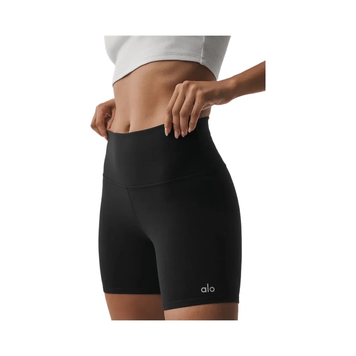 Alo Women's 5" Airbrush High-Waist Biker Short - Black