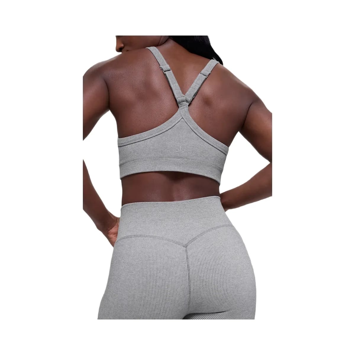 Alo Women's Seamless Two Tone Rib Bra - Light Misty Grey Heather
