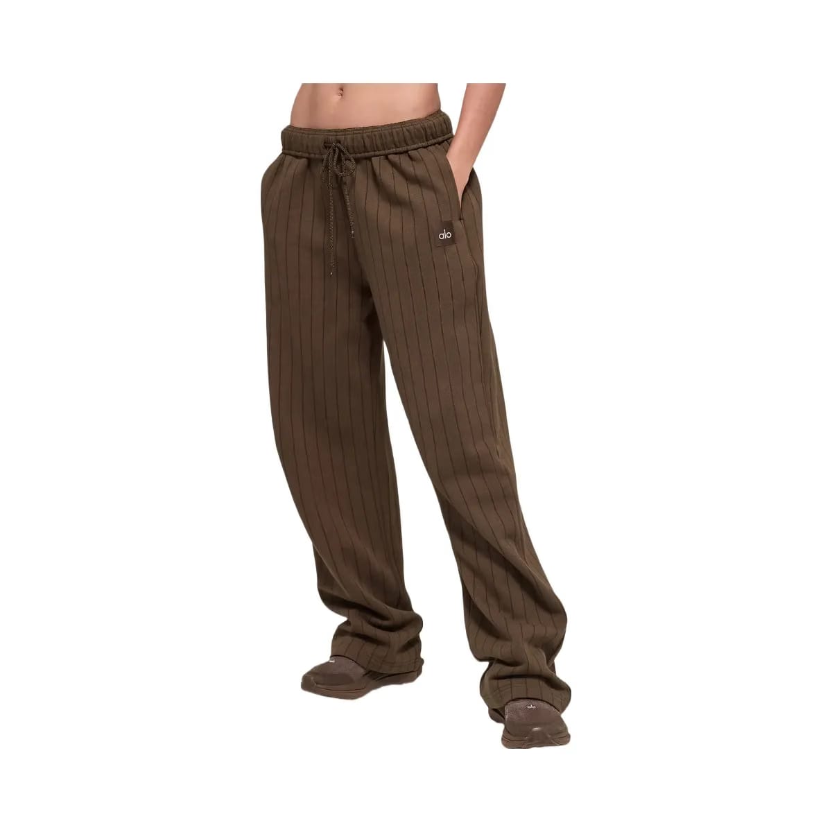 Alo Pinstripe Straight Leg Sweatpant - Espresso Pinstripe
