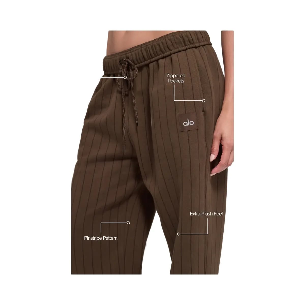 Alo Pinstripe Straight Leg Sweatpant - Espresso Pinstripe
