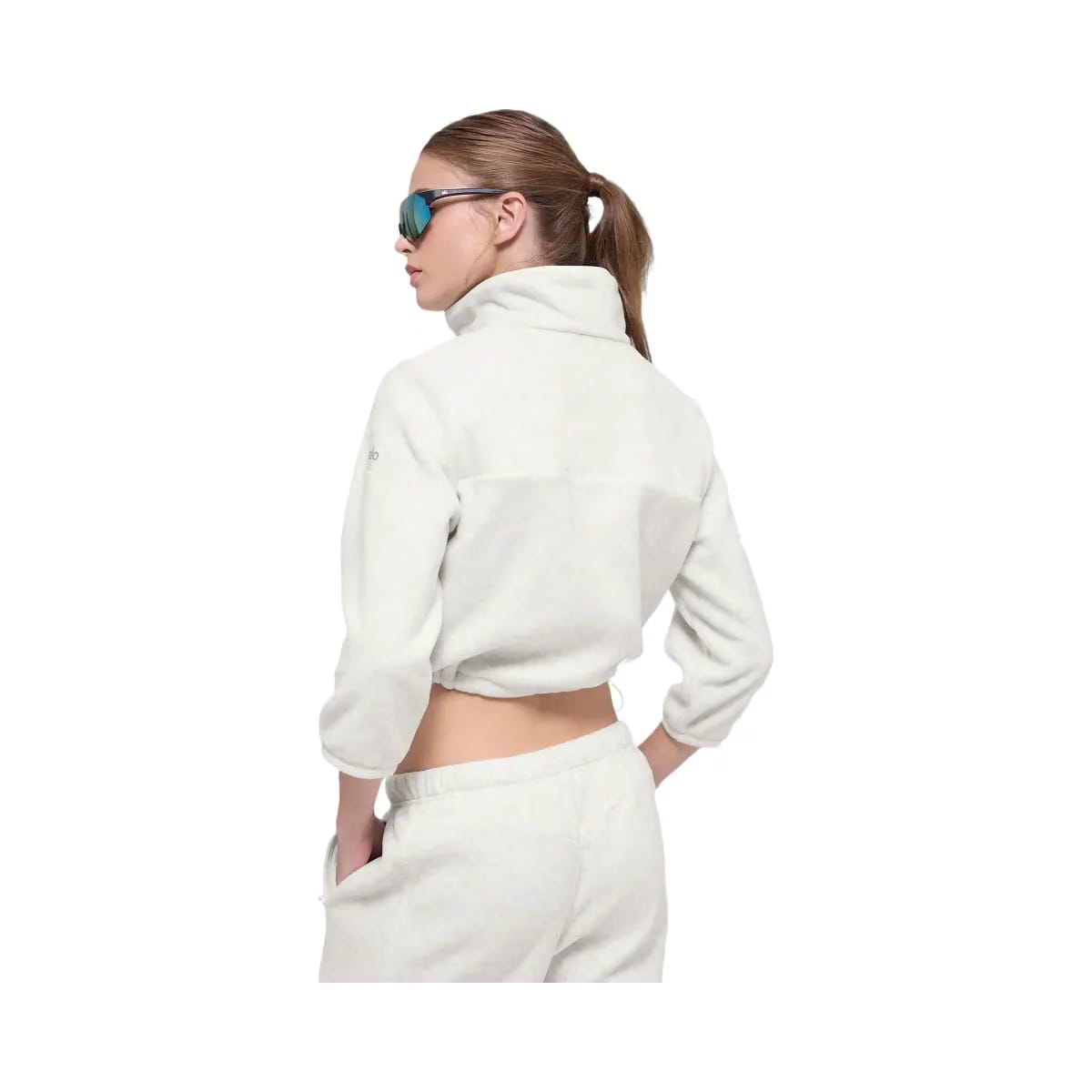 Alo Women's Polar Fleece Retreat Cropped Jacket - White Heather Grey
