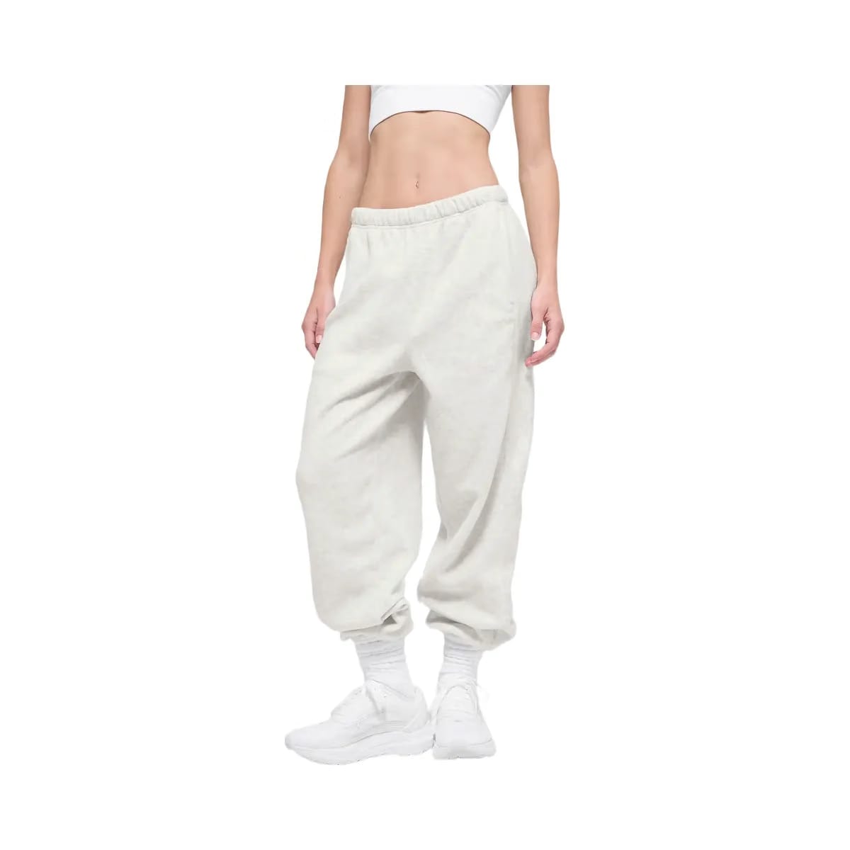 Alo Women's Polar Fleece High-Waist Retreat Jogger - White Heather Grey