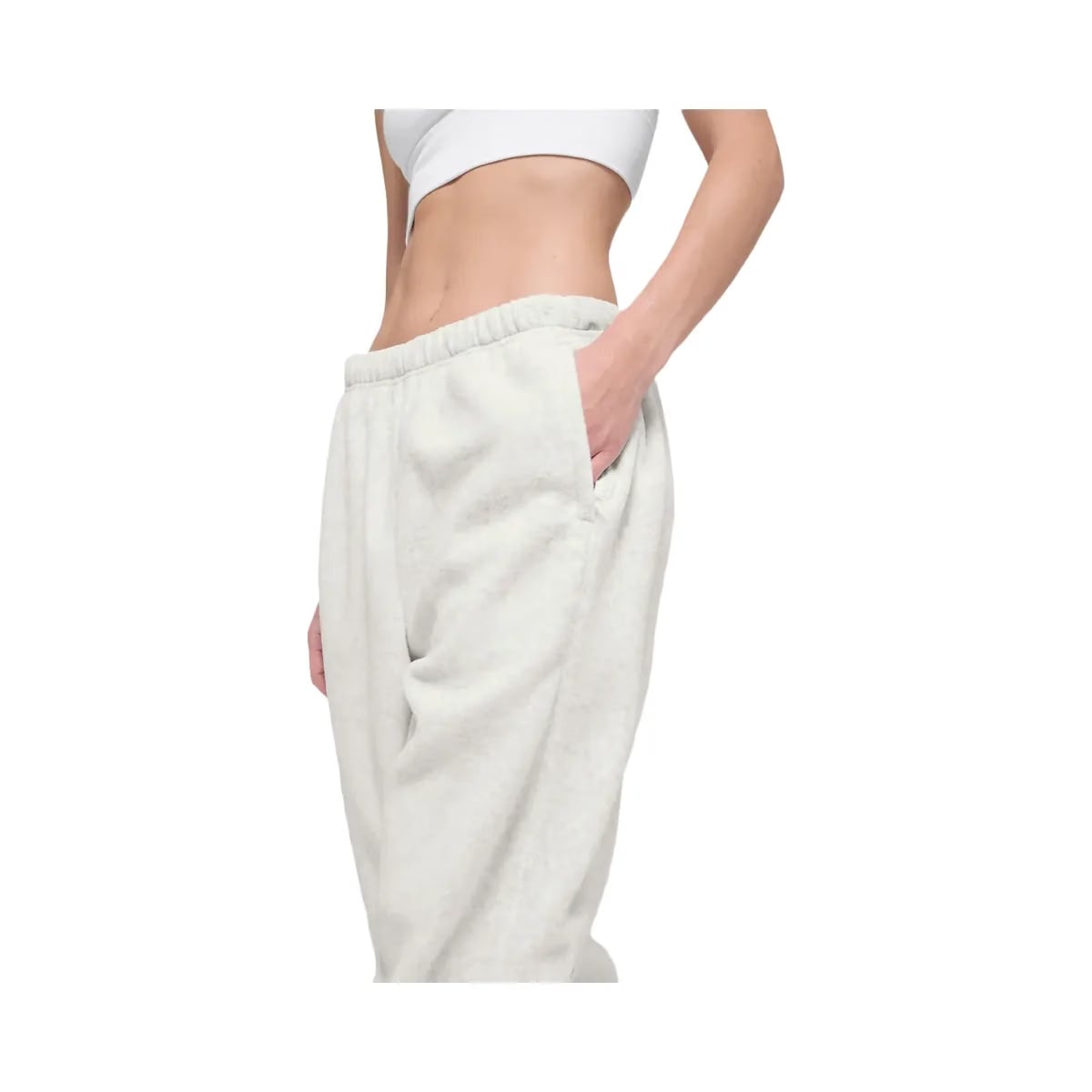 Alo Women's Polar Fleece High-Waist Retreat Jogger - White Heather Grey