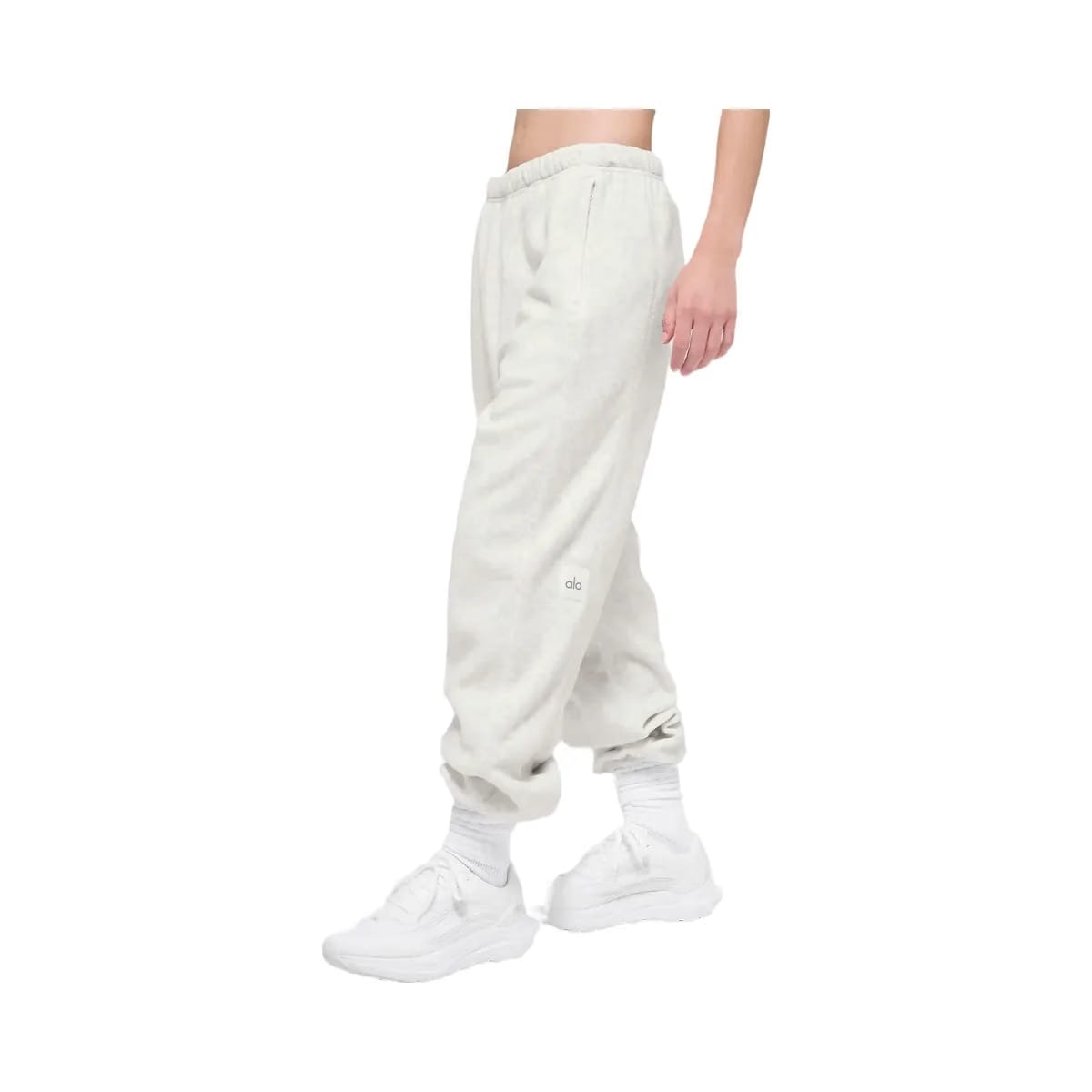 Alo Women's Polar Fleece High-Waist Retreat Jogger - White Heather Grey